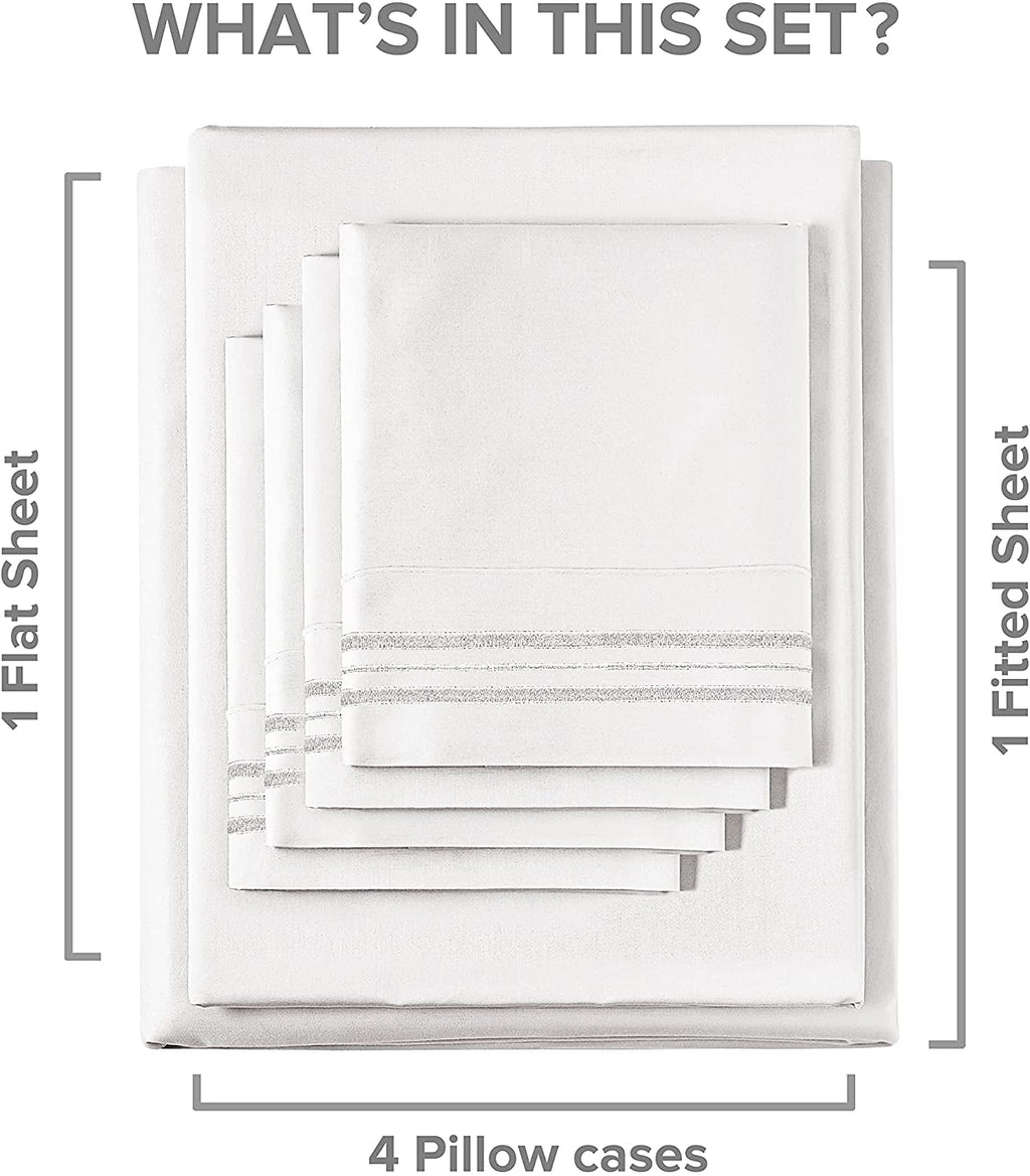 Wrinkle-Resistant 6-Piece Breathable and Cooling Sheet Set With Extra Matching Pillowcases - King Size Bed Sheets Fits 8"-16... - Luxury Bed Sheet Set with Deep Pockets Detail