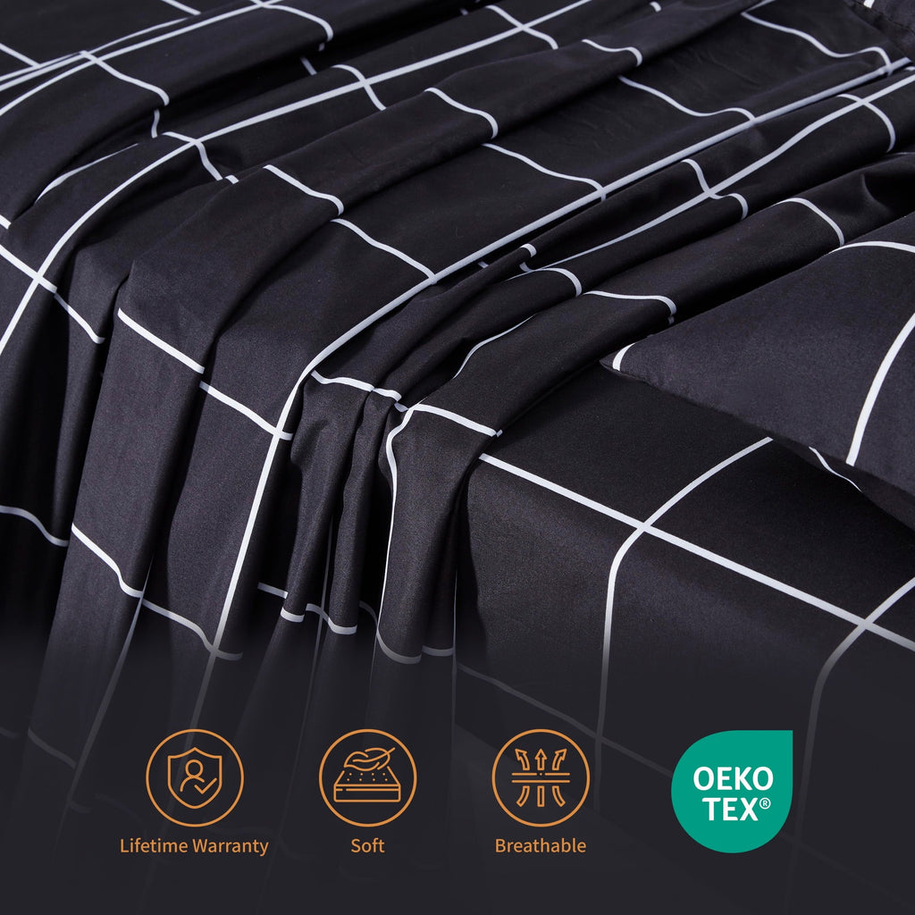 Wrinkle-Resistant Full Bed Sheet Set, 4 Pieces Breathable & Super Soft, Easy Care Printed Microfiber with Deep Pocket & Envelope Closur... - Premium Ultra-Soft Pillowcase Pair for Sleeping Detail