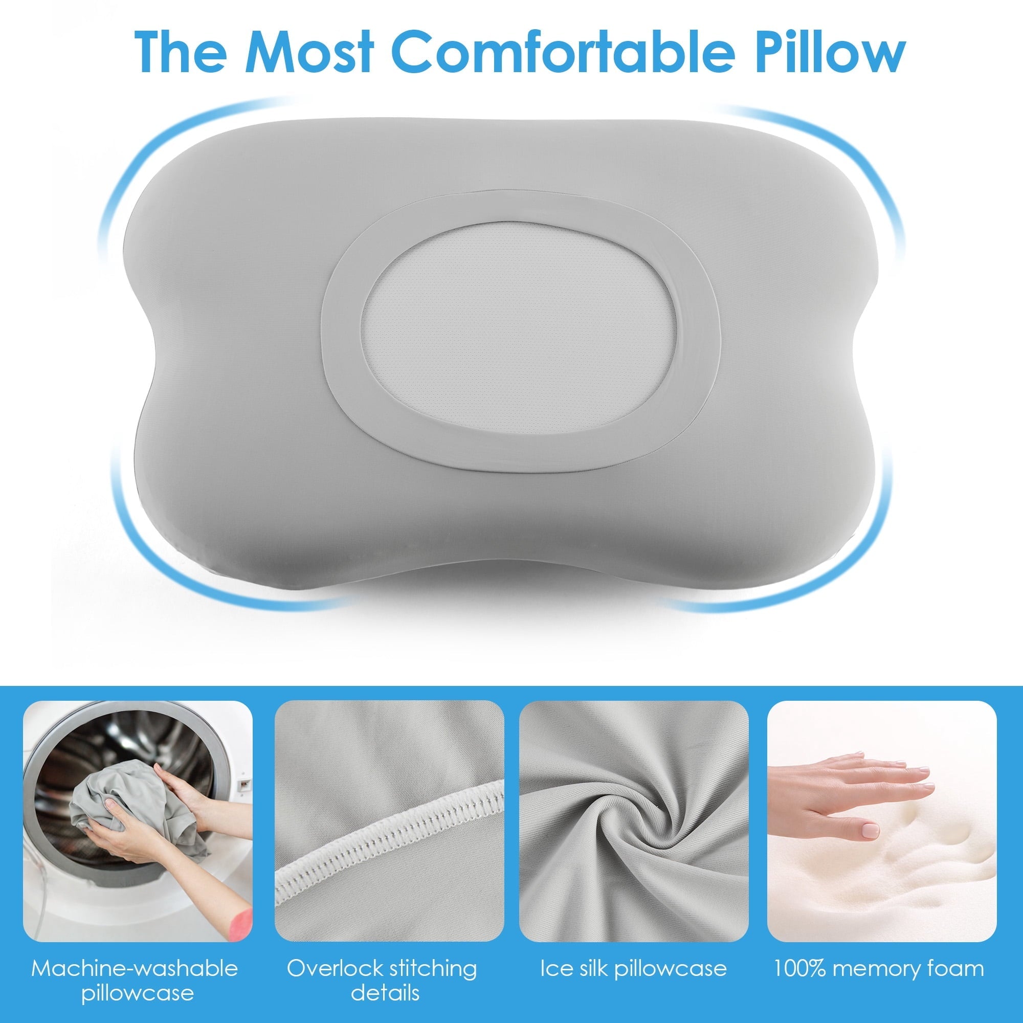 Orthopedic Support Cervical Pillow Orthopedic Cervical Pillow for Neck Pain Relief, Memory Foam Bed Pillow with Pillowcase, Contour Bed ... - Ergonomic Memory Foam Pillow for Neck Pain Support Detail