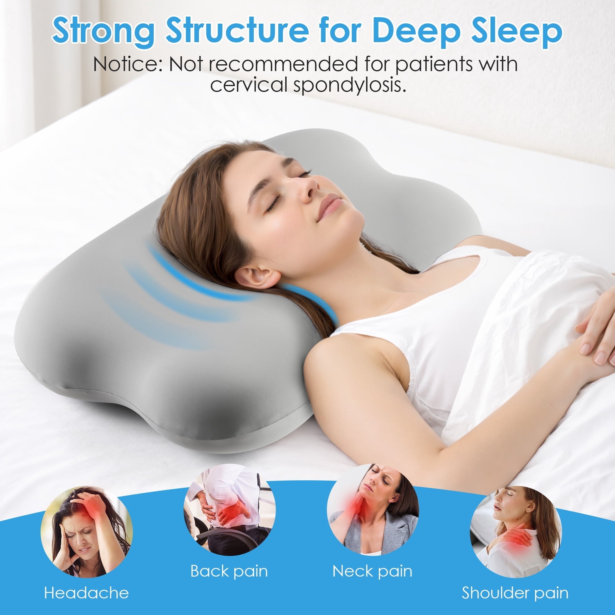 Orthopedic Support Cervical Pillow Orthopedic Cervical Pillow for Neck Pain Relief, Memory Foam Bed Pillow with Pillowcase, Contour Bed ... - Ergonomic Memory Foam Pillow for Neck Pain Support Detail