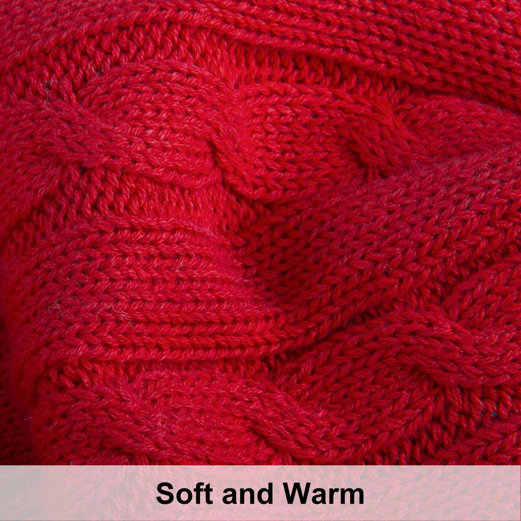 Lightweight Warm 100% Cotton Cable Knit Throw, Super Soft Warm Knitted Blanket Home Decor, 51"x67", Red - Super Soft Reversible Sherpa Flannel Blanket Detail