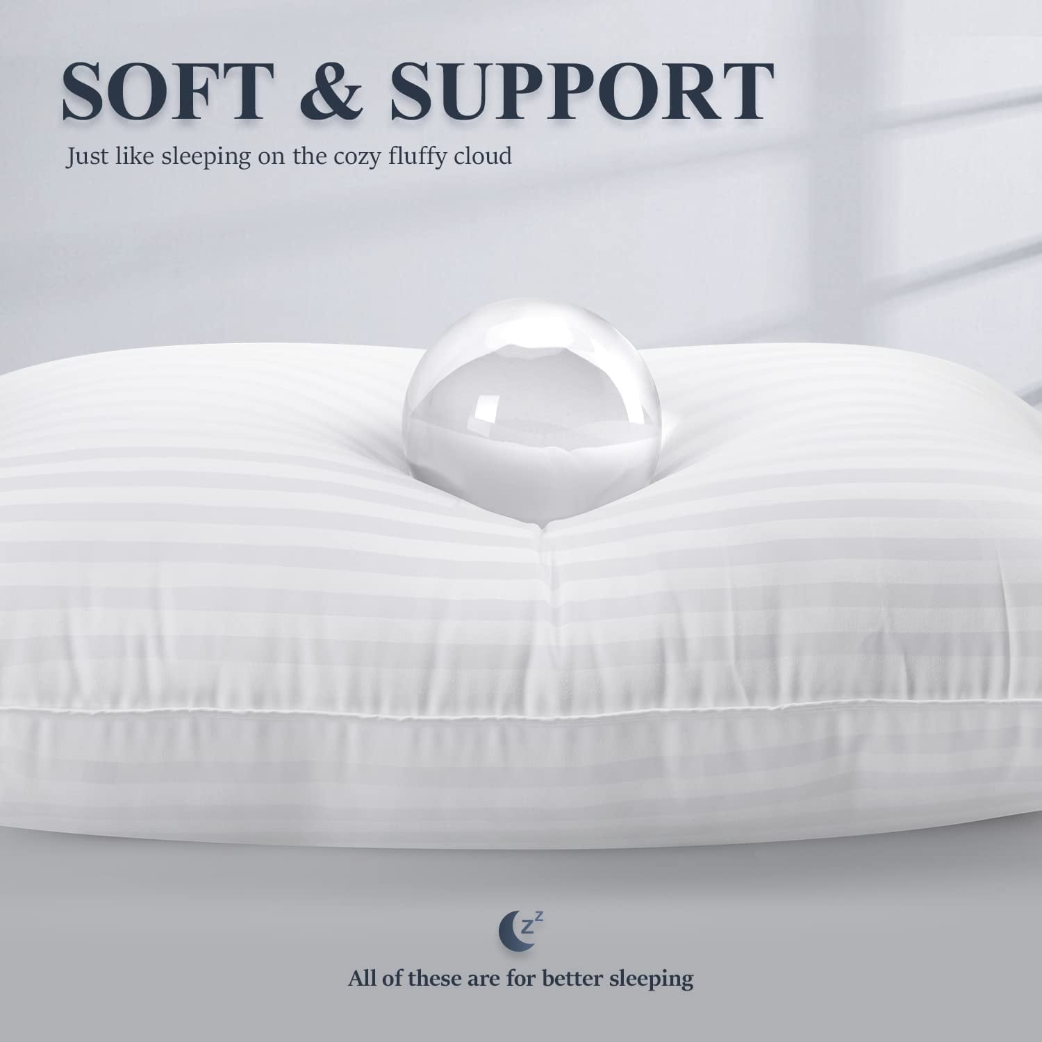 Orthopedic Support Bed Pillows 2-Pack Queen Size Luxury Hotel Pillow for Side and Back Sleeper Pillows for Bed with Cooling Cover - Ergonomic Memory Foam Pillow for Neck Pain Support Detail