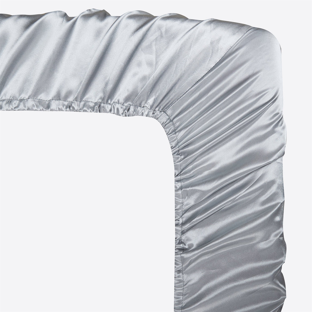 Wrinkle-Resistant Satin Fitted Sheet King Size 14 Inch Deep Pocket Bed Sheet Silk Sheet Ultra Soft Machine Washable, Light Gray - Cooling Hotel Quality Bedding Sheets and Pillowcases Detail