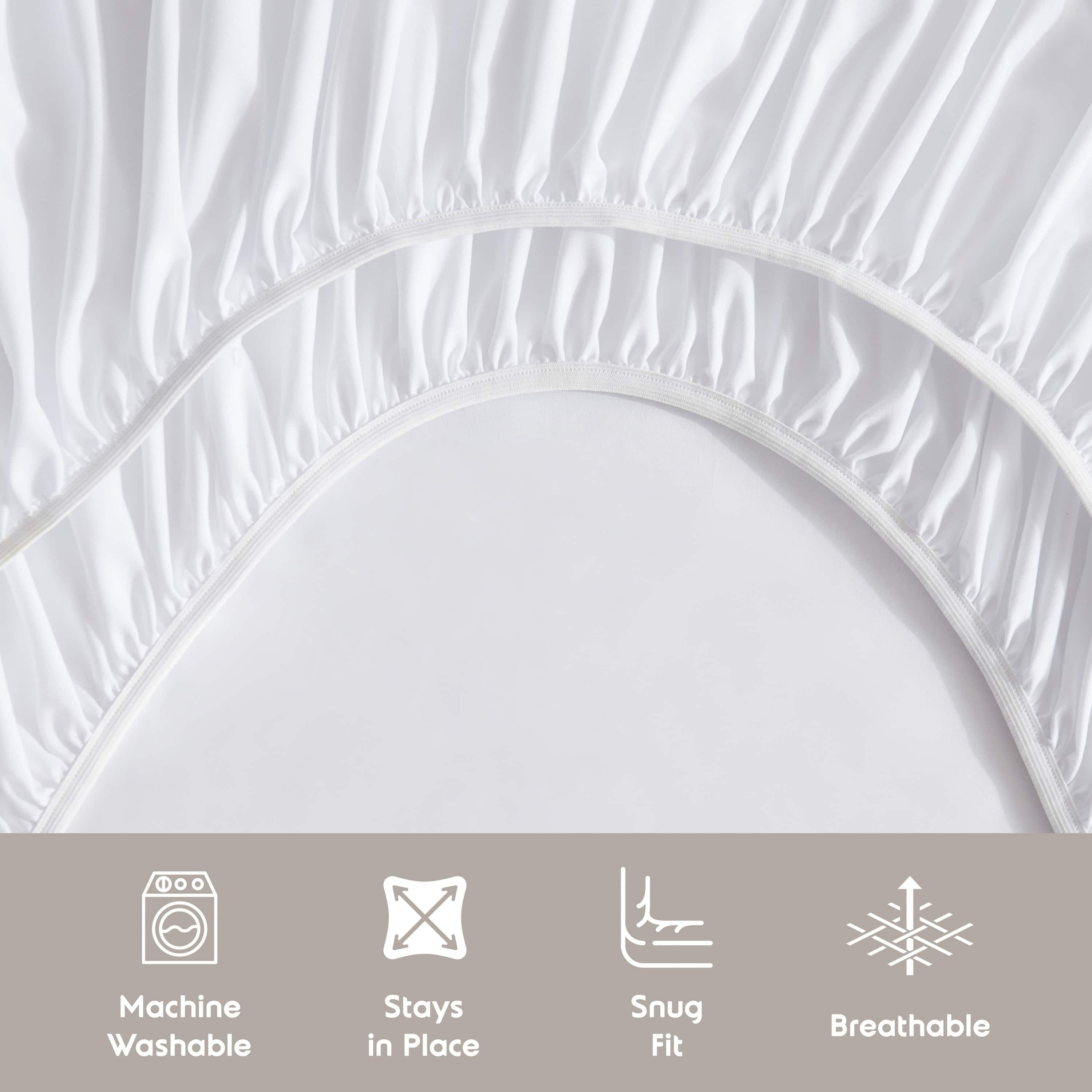 Breathable Luxury Set, Hotel Style Deep Pocket 4 Piece Bed , Luxury Soft Microfiber Sheet Sets, White - Luxury Bed Sheet Set with Deep Pockets Detail