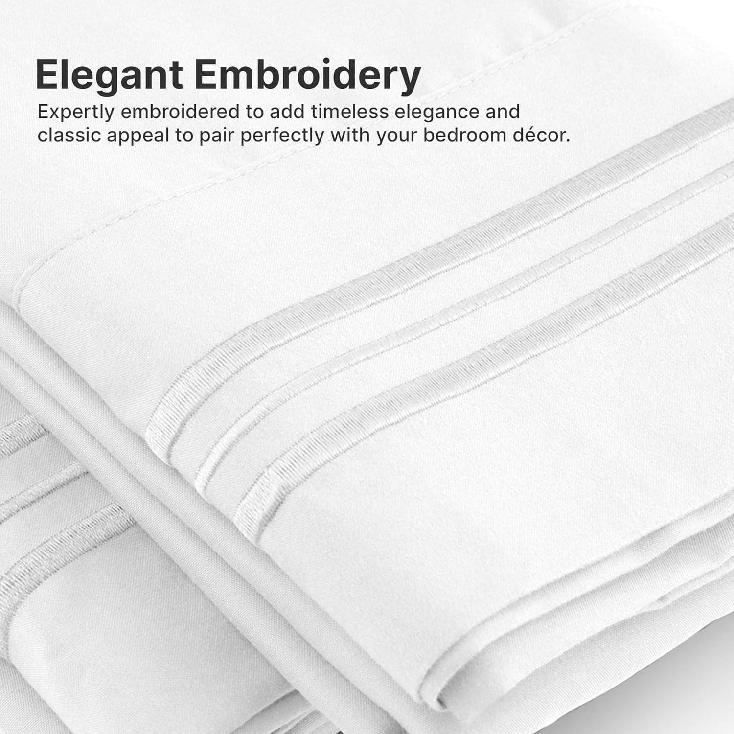 Wrinkle-Resistant 6-Piece Extra Deep Pocket Sheet Set With Extra Matching Pillowcases - King Size Bed Sheets Fits 18"-24" Ma... - Premium Ultra-Soft Pillowcase Pair for Sleeping Detail