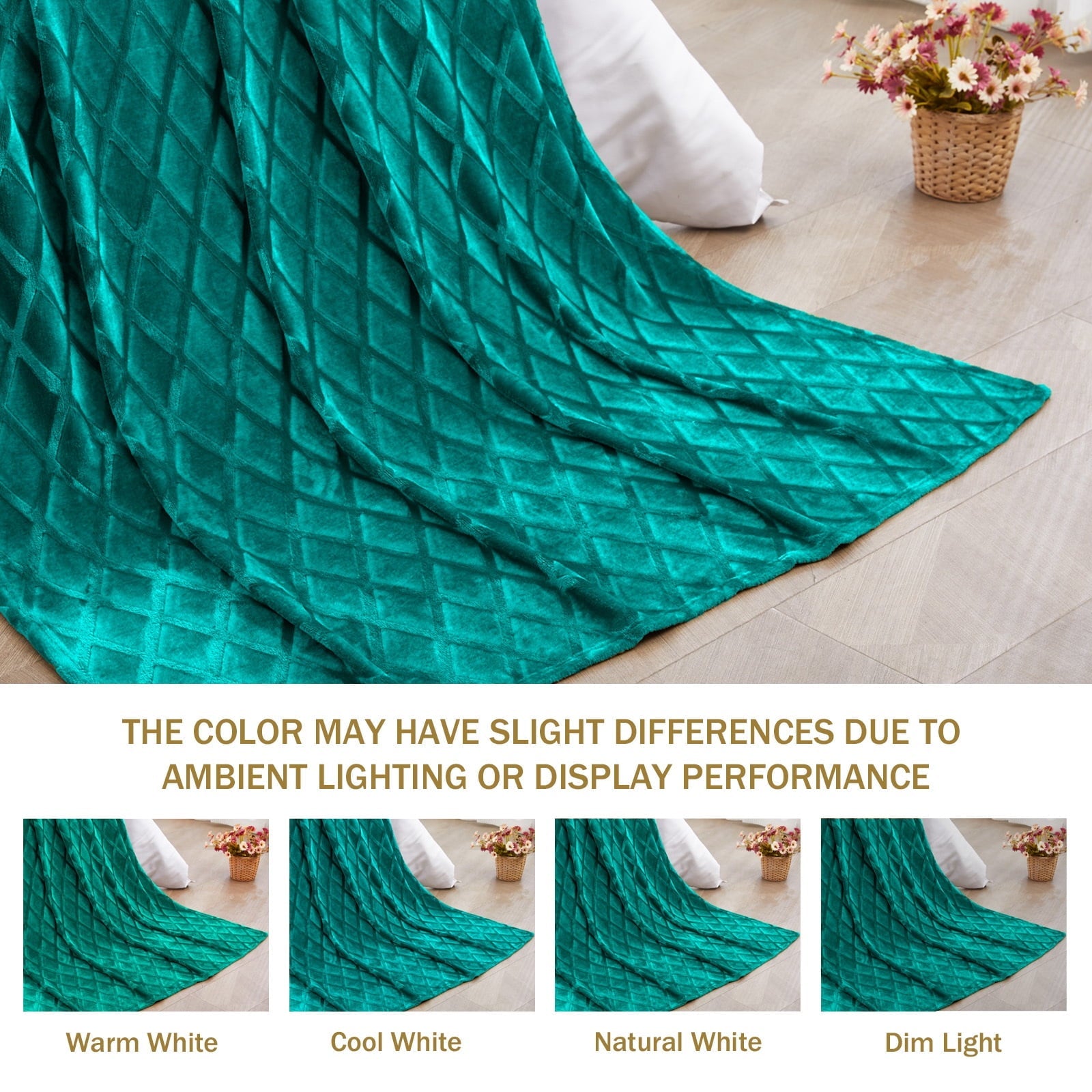 Cozy Fleece Large Soft Throw Blanket for Couch, 50x70 Inches Diamond Geometry Pattern Velvet Fleece Blanket, Cozy, Warm and Light... - Super Soft Reversible Sherpa Flannel Blanket Detail