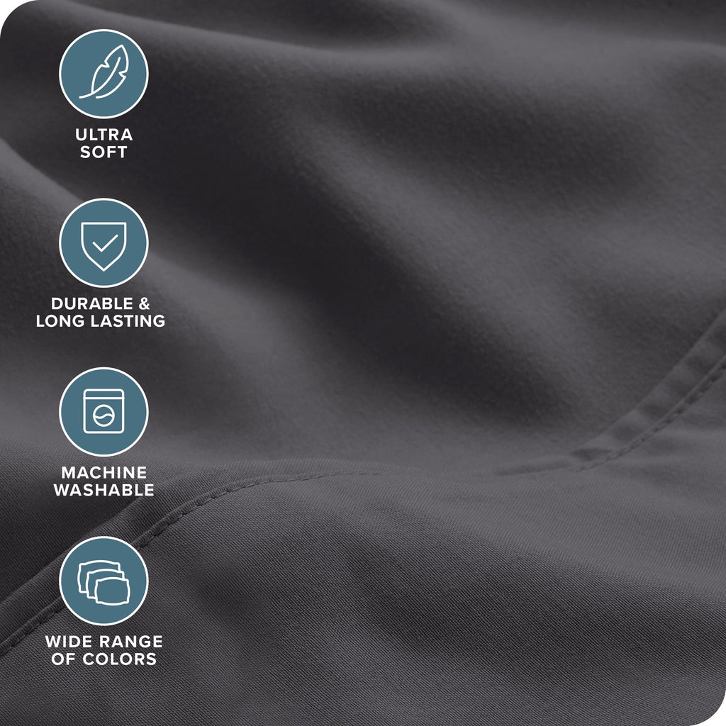Wrinkle-Resistant Luxury Bed Sheet Set- 6 Piece - Queen, Gray - Luxury Bed Sheet Set with Deep Pockets Detail