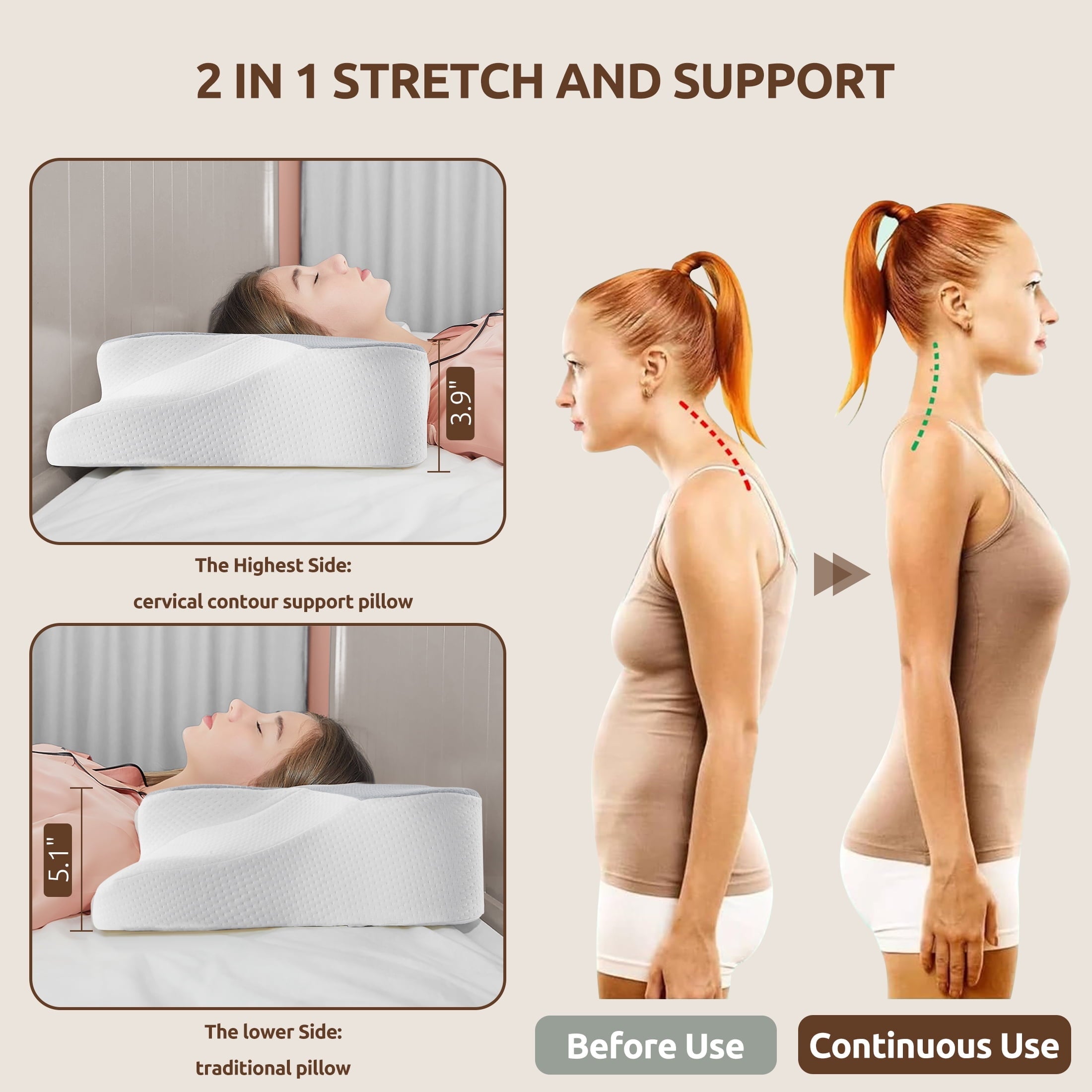 Decorative Plump Memory Foam Pillow for Neck Pain Relief Cervical Sleepers Standard/Queen Gray - Ergonomic Memory Foam Pillow for Neck Pain Support Detail