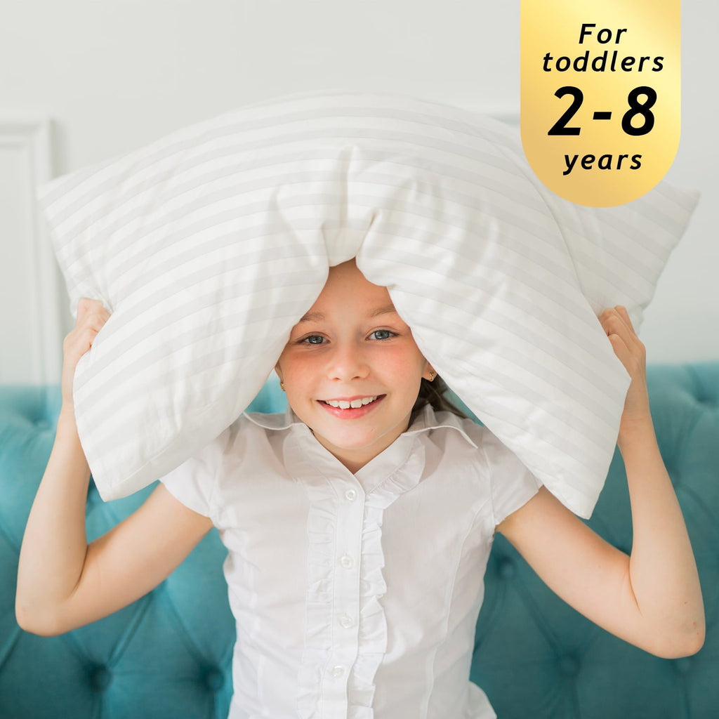 Decorative Plump 100% Cotton Kids Size Bed Pillows Set of 2 - Premium Down Alternative Cooling Pillows for Side, Back, and Stomach Sle... - Decorative Throw Pillow Cushion for Sofa & Bed Detail
