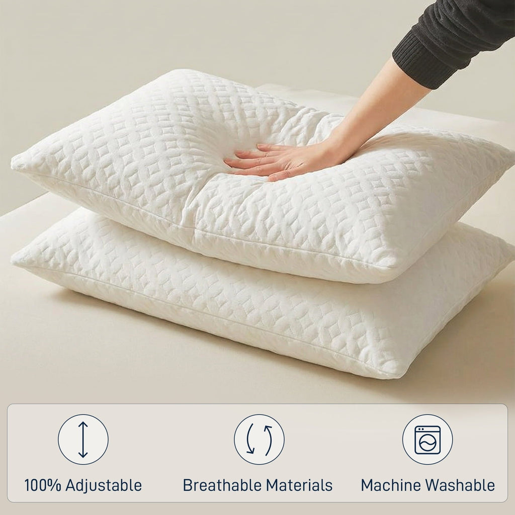 Ergonomic Memory Foam Bed Pillows Cross Cut Memory Foam For Sleeping,Queen Size Bedding Pillow(White), Original Pillow for Sleeping，Adjusta... - Hotel Quality Plush Sleeping Pillows Detail