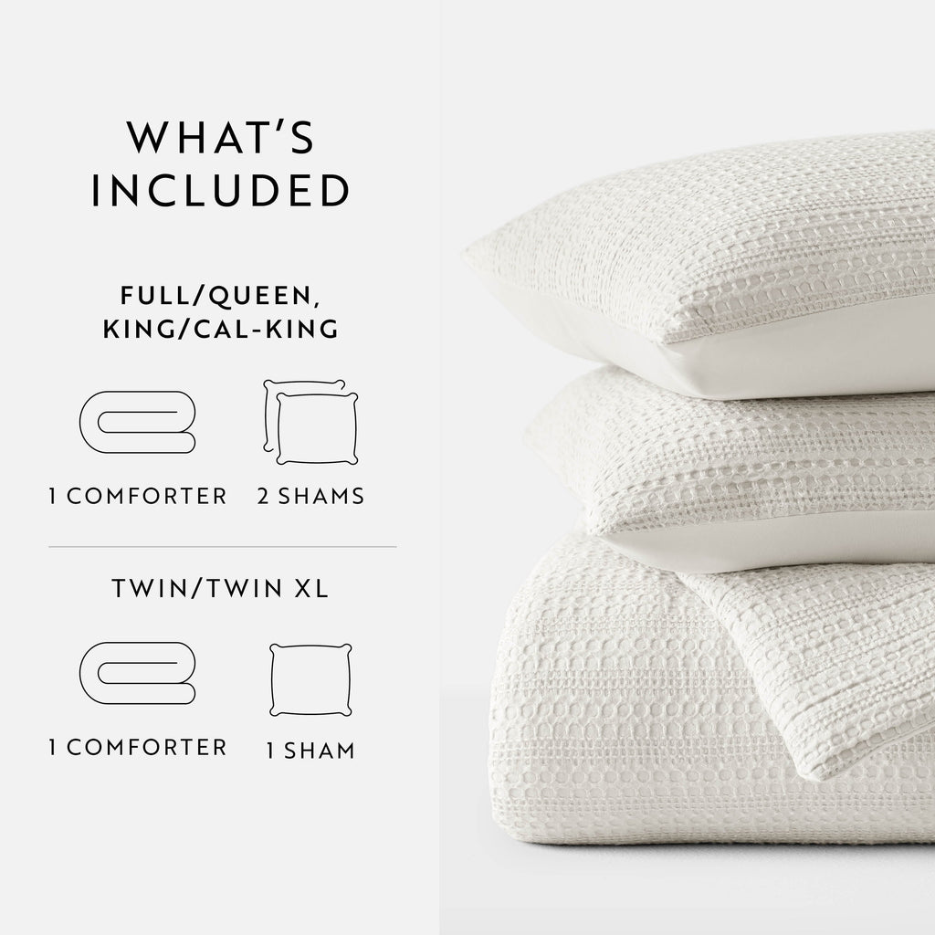 All-Season Textured Waffle Comforter Set ins Natural Waffle Comforter Bedding Sets, King/Cal King Size Bedding - All-Season Down Alternative Comforter Insert Detail