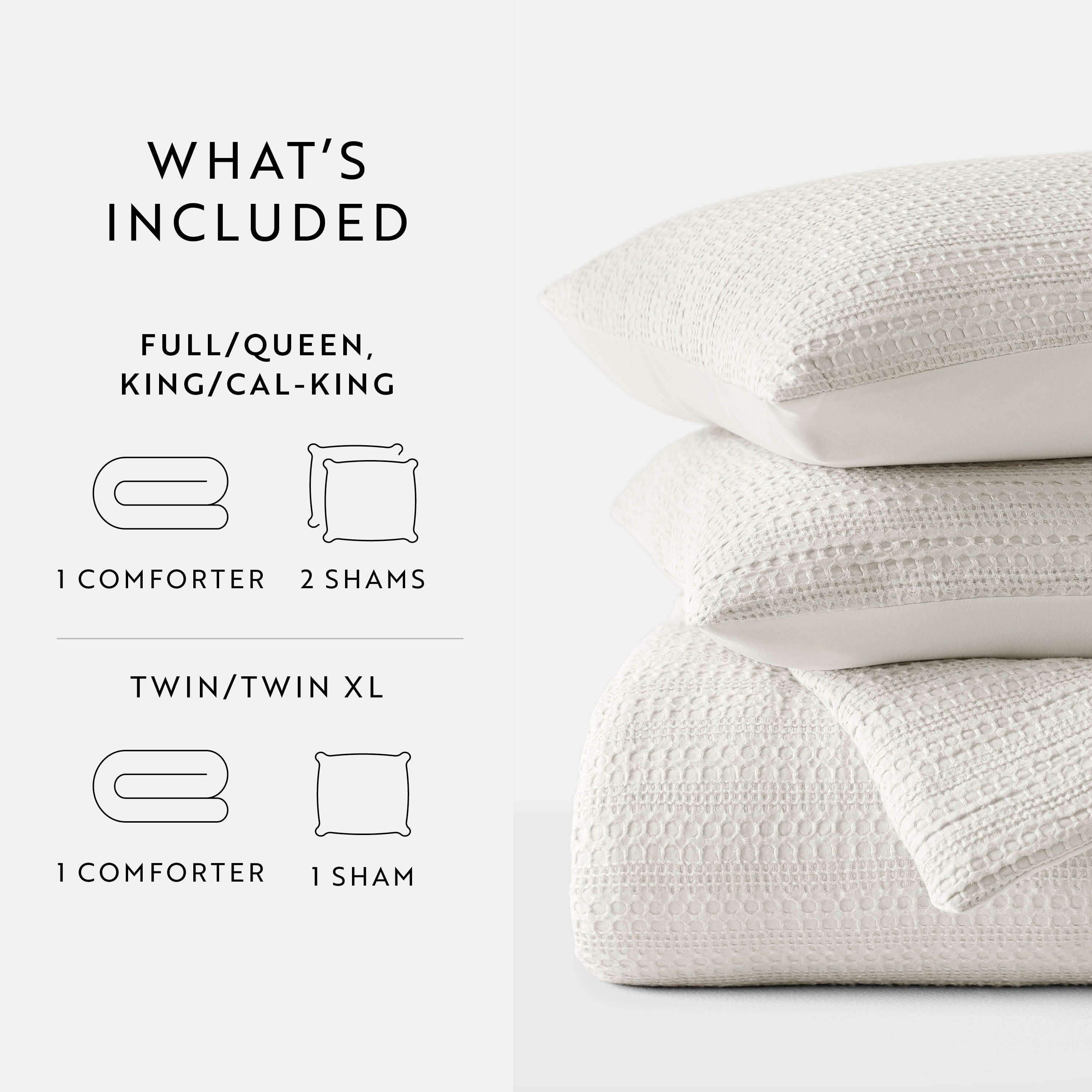 All-Season Textured Waffle Comforter Set ins Natural Waffle Comforter Bedding Sets, King/Cal King Size Bedding - All-Season Down Alternative Comforter Insert Detail