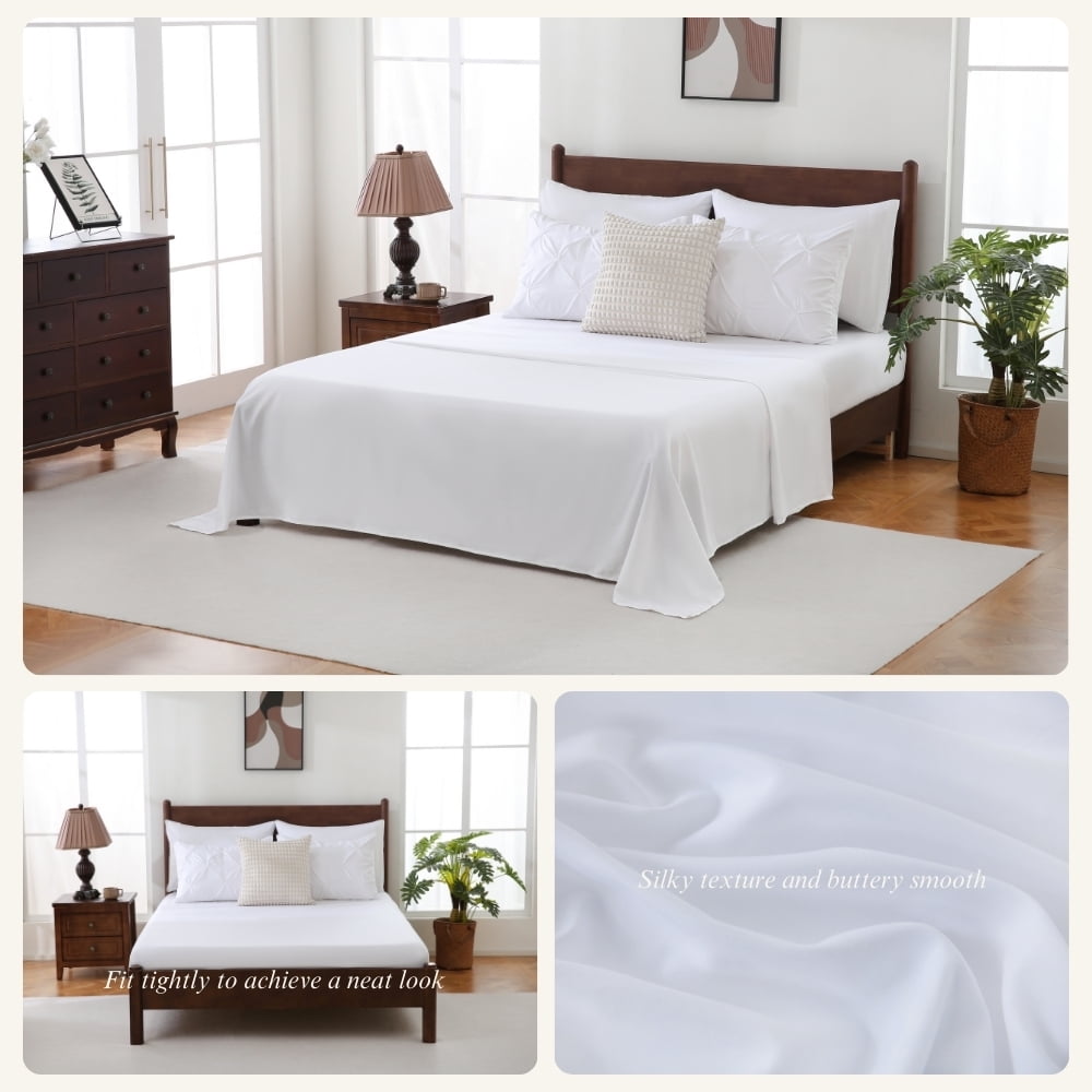 All-Season 7 Pieces Pinch-Pleated Comforter Set, White Queen Size - Cloud-Like Soft Lightweight Bed Comforter Detail