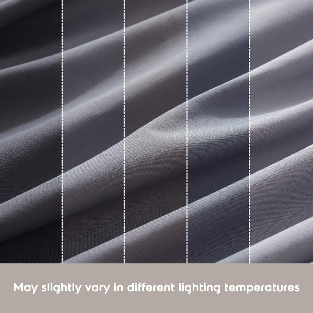 Cooling Sateen Sheet Sets, Deep Pocket 4 Piece, Luxury Soft Microfiber Bed Sheet Sets, GRAY - Premium Ultra-Soft Pillowcase Pair for Sleeping Detail