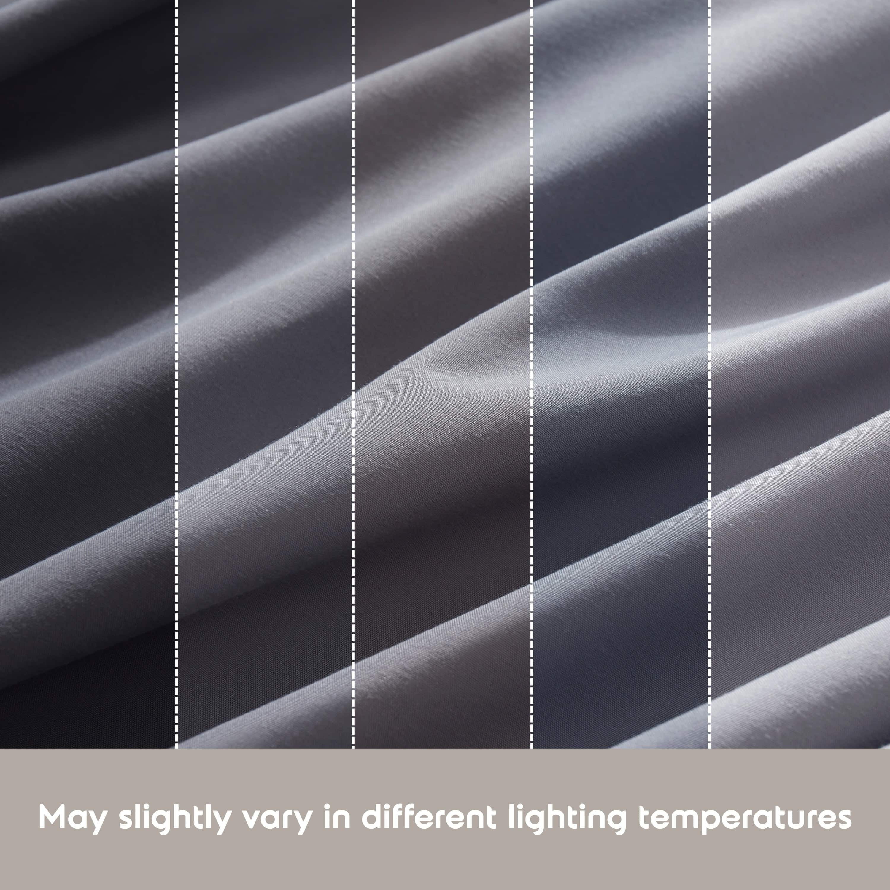 Cooling Sateen Sheet Sets, Deep Pocket 4 Piece, Luxury Soft Microfiber Bed Sheet Sets, GRAY - Premium Ultra-Soft Pillowcase Pair for Sleeping Detail