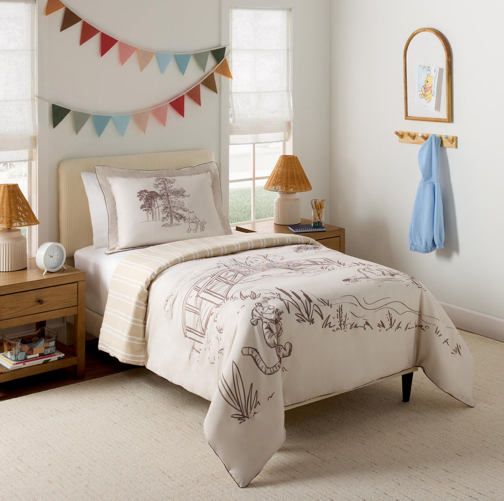 Heavyweight Warmth Kids 2 Piece Khaki Comforter and Sham Bedding Set, Twin/Full - Hypoallergenic Ultra-Fluffy Quilt for Winter Detail