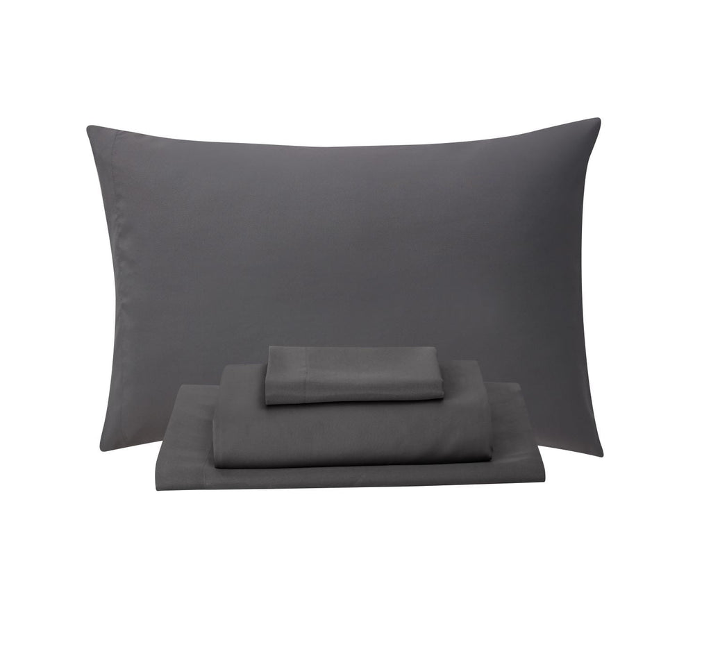 Fluffy Down Alternative 7 Piece Reversible Bed in a Bag Comforter Set with Sheets, Black, King - All-Season Down Alternative Comforter Insert Detail