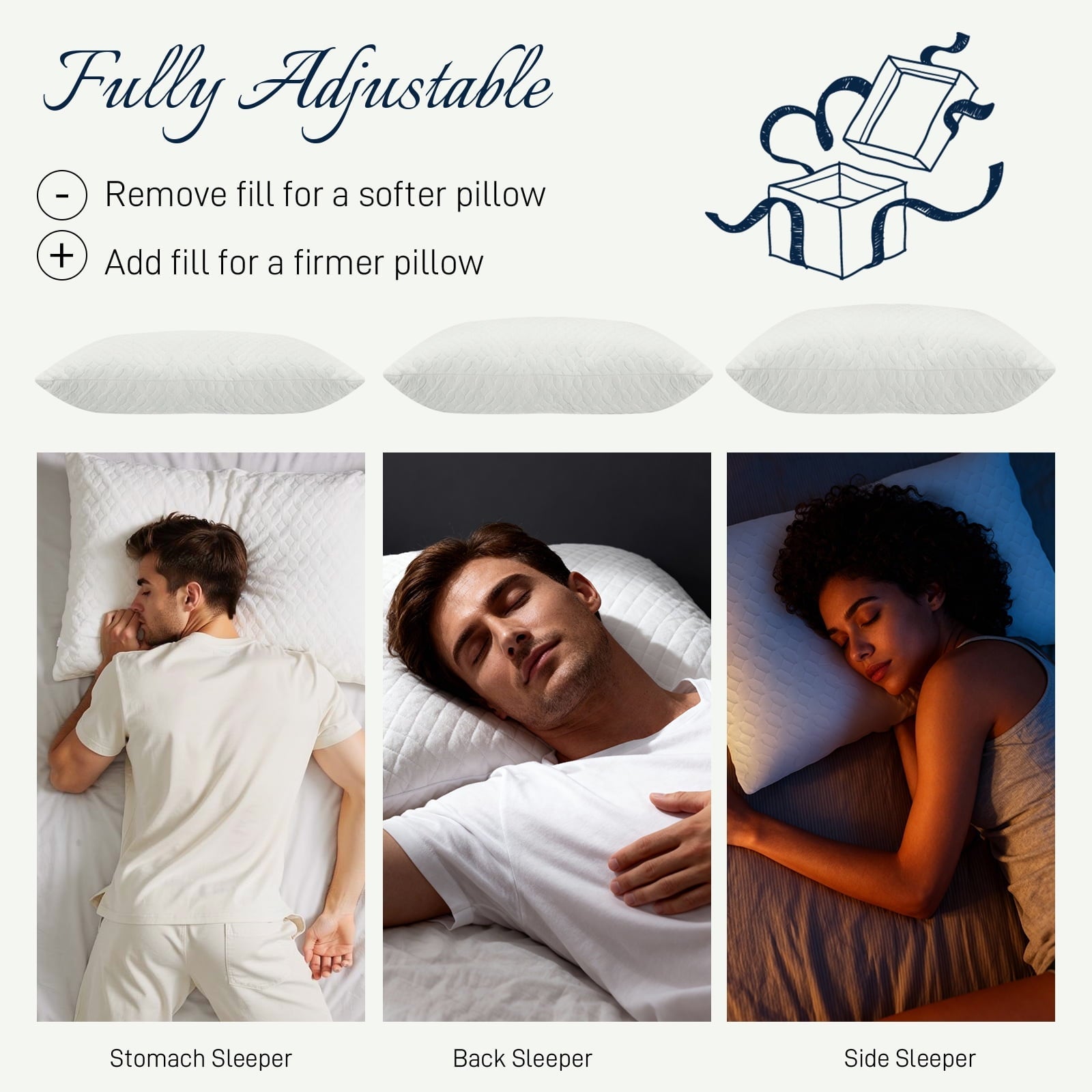 Ergonomic Memory Foam Bed Pillows Cross Cut Memory Foam For Sleeping,Queen Size Bedding Pillow(White), Original Pillow for Sleeping，Adjusta... - Hotel Quality Plush Sleeping Pillows Detail