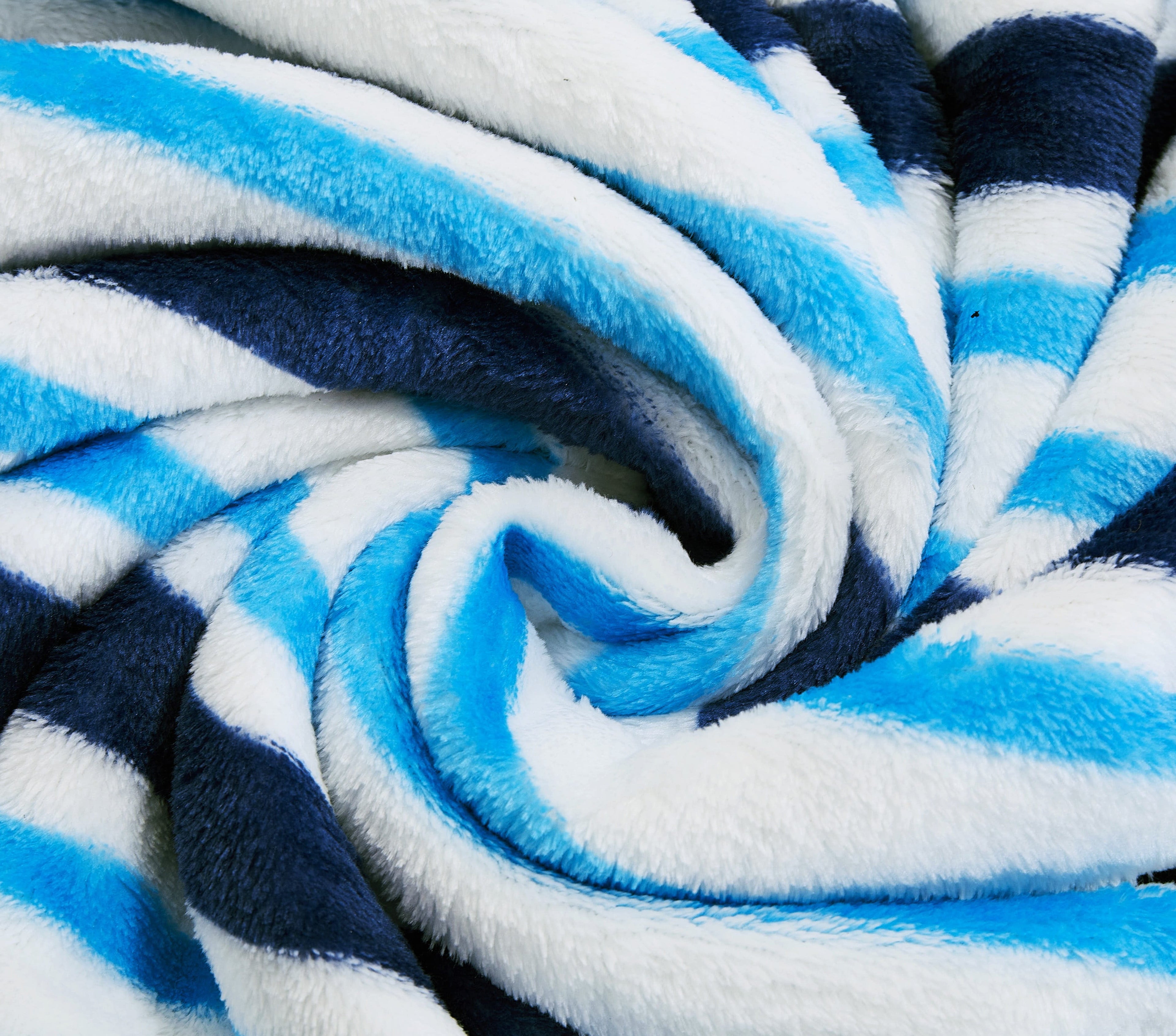 Reversible Sherpa Blue Stripes XL Oversized Throw Blanket, 72 x 50 inches, Great for a Kids Bedroom, Super Soft and Cozy - Lightweight Plush Warm Blanket for All Seasons Detail