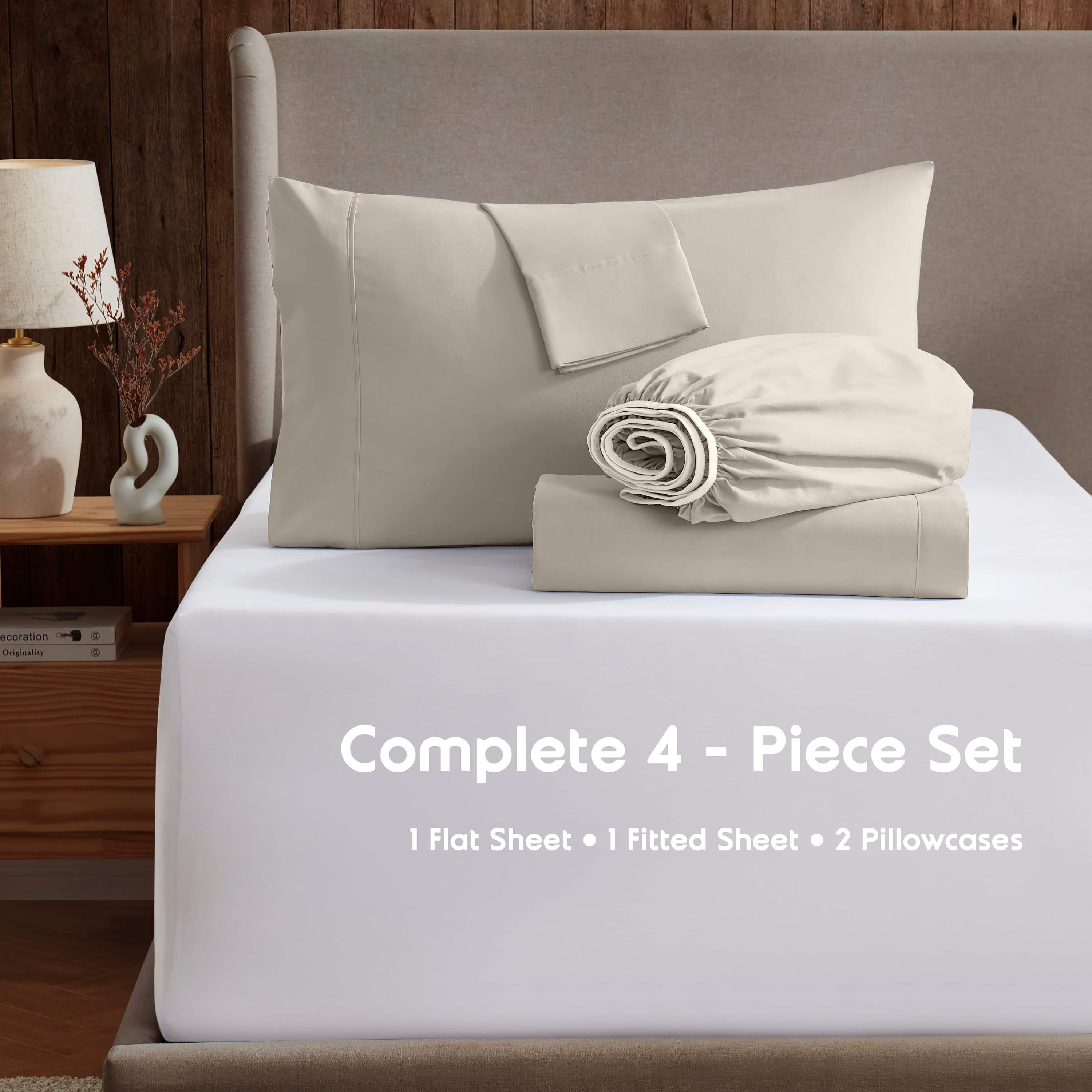 Ultra-Soft Extra Deep Pocket Full Sheets Set, 4 Piece, Fits 18"-24" Mattress, Breathable & Extra Soft Bed Sheets, Linen - Premium Ultra-Soft Pillowcase Pair for Sleeping Detail