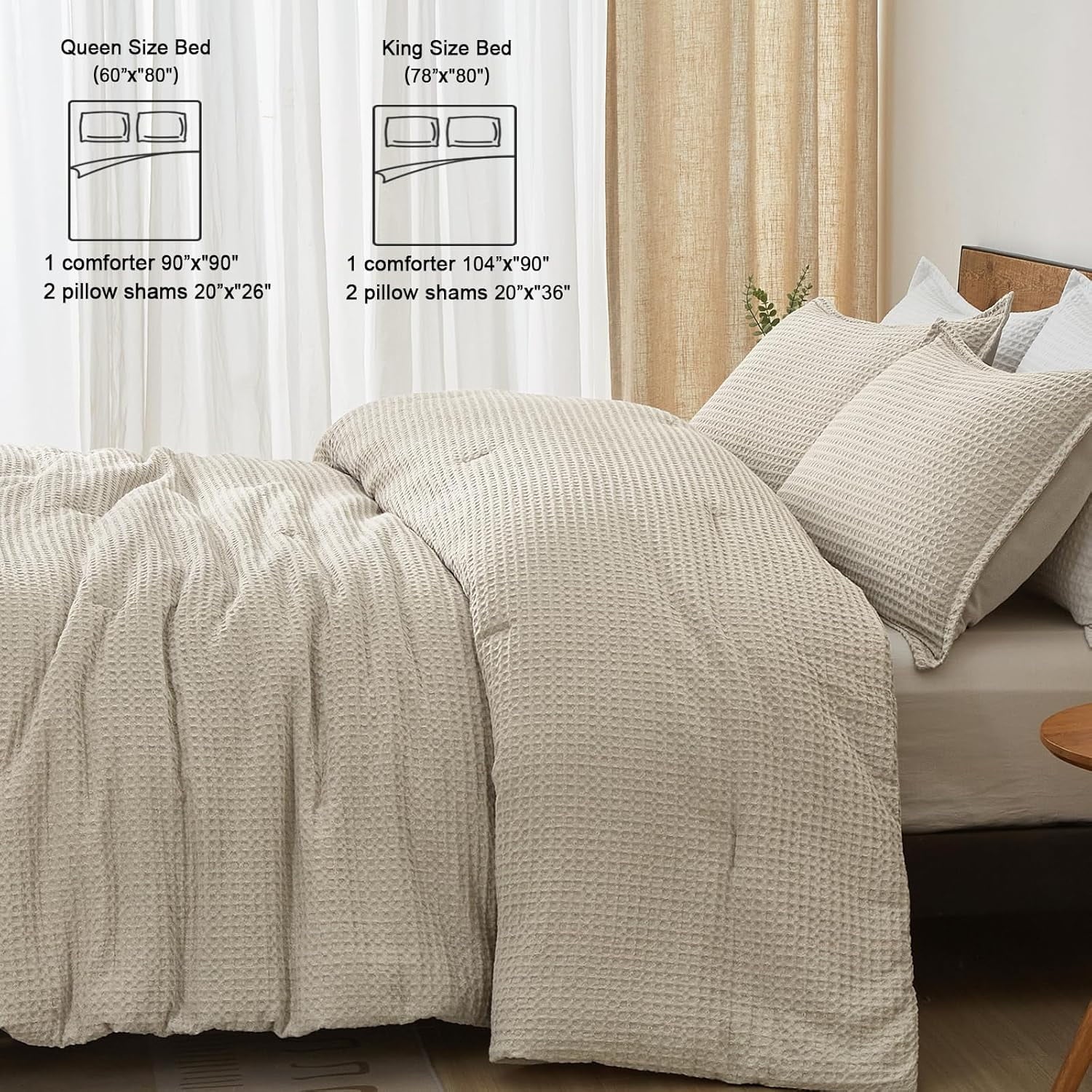Luxurious Quilted 3-Piece Waffle Weave Comforter Set Queen Size, Lightweight Comfy Bedding Set for All Season, Ultra Soft Textured 1 Co... - All-Season Down Alternative Comforter Insert Detail
