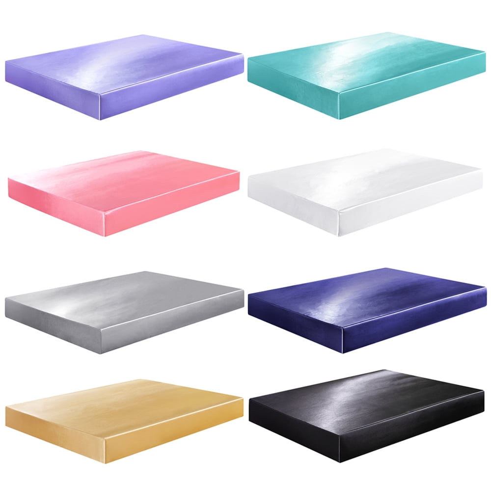 Wrinkle-Resistant Fitted Sheet Deep Pocket Bed Sheet Satin Silk Sheets Ultra Soft Machine Washable Twin, Navy Blue - Premium Ultra-Soft Pillowcase Pair for Sleeping Detail