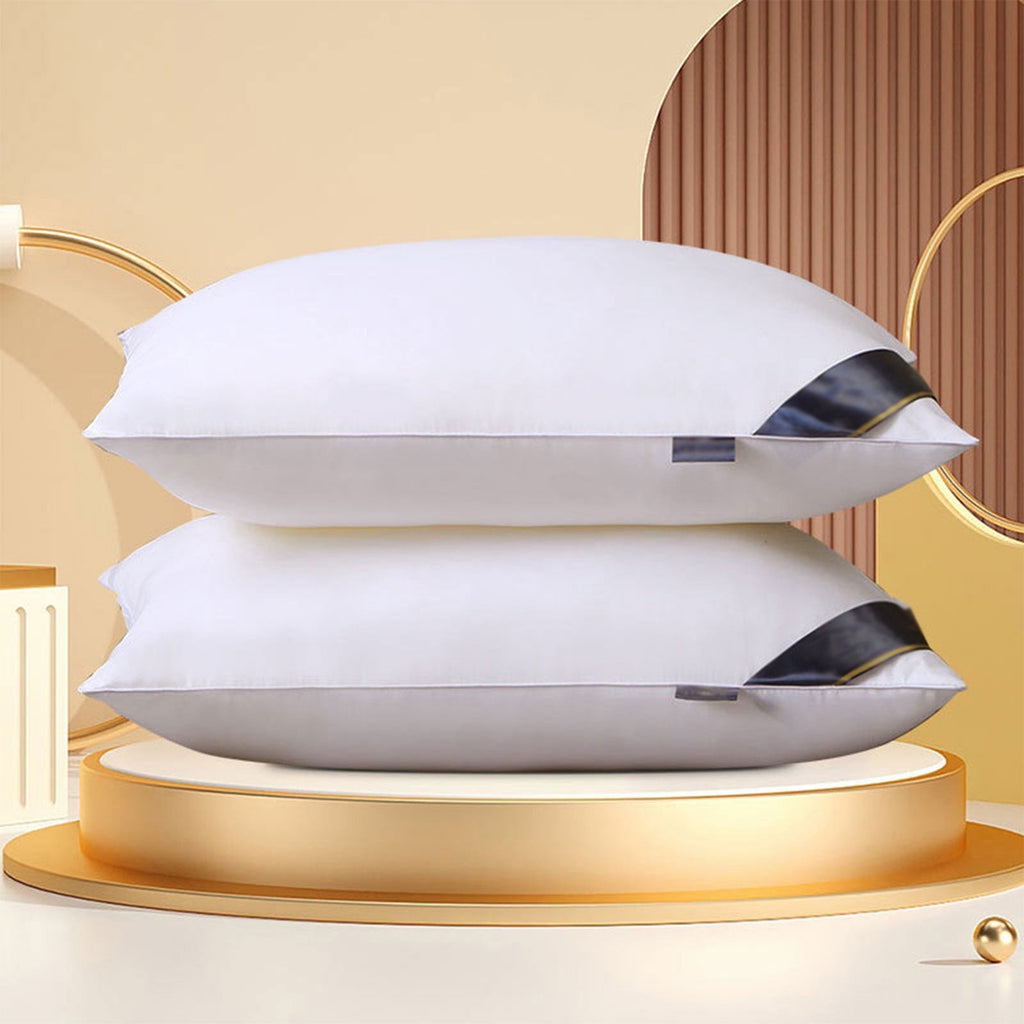 Decorative Plump 2Pcs Soft Feather Velvet Down Pillow Standard Size, Hotel-grade Feather Pillow for Sleeping, Skin-friendly Cotton Fab... - Hotel Quality Plush Sleeping Pillows Detail