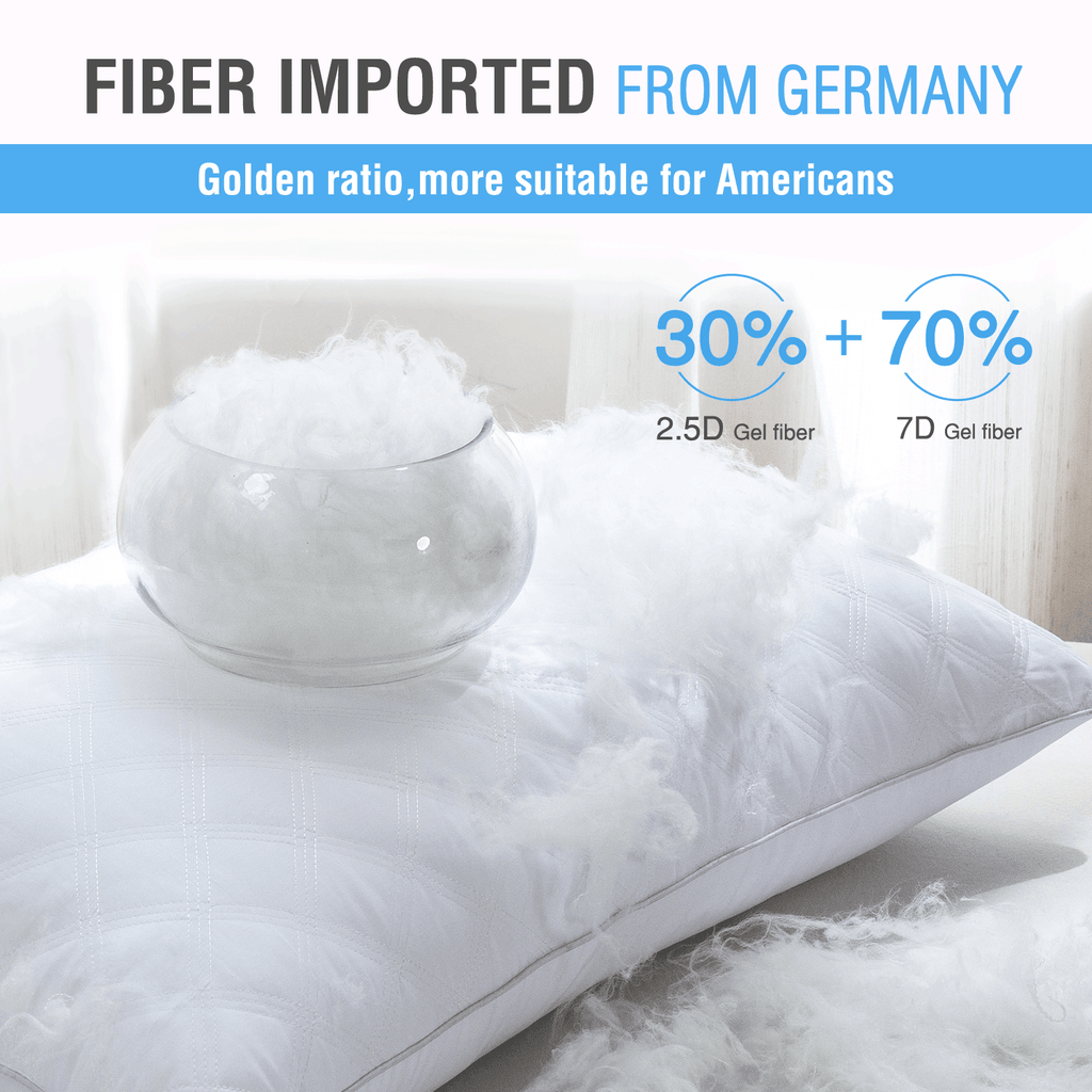 Hotel Collection Bed Pillows Queen Size Set of 2 Pillows for Bed 2 Pack Cooling Hotel Collection Down Alternative Pillows 20 x 30 inches - Ergonomic Memory Foam Pillow for Neck Pain Support Detail