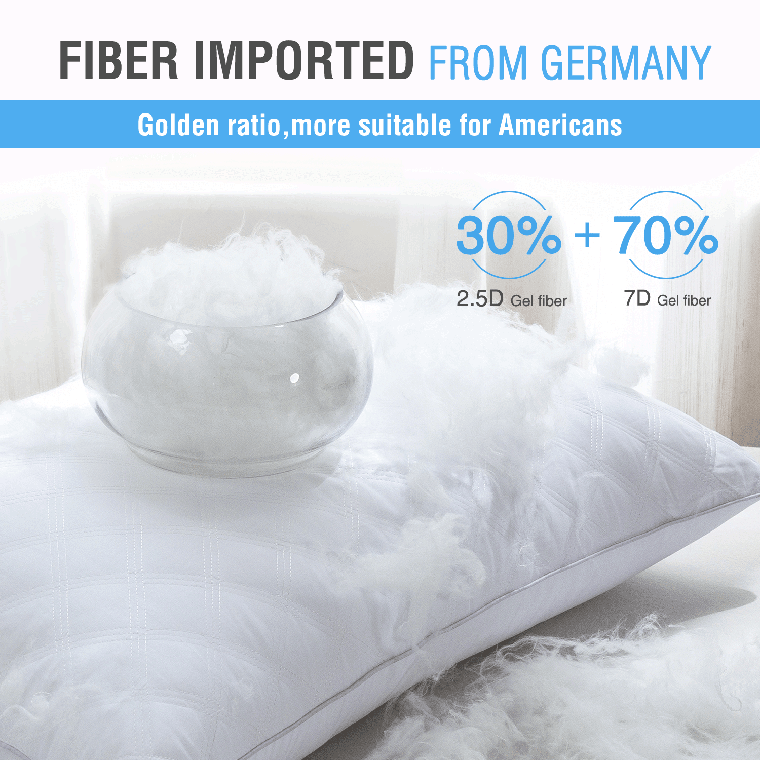 Hotel Collection Bed Pillows Queen Size Set of 2 Pillows for Bed 2 Pack Cooling Hotel Collection Down Alternative Pillows 20 x 30 inches - Ergonomic Memory Foam Pillow for Neck Pain Support Detail