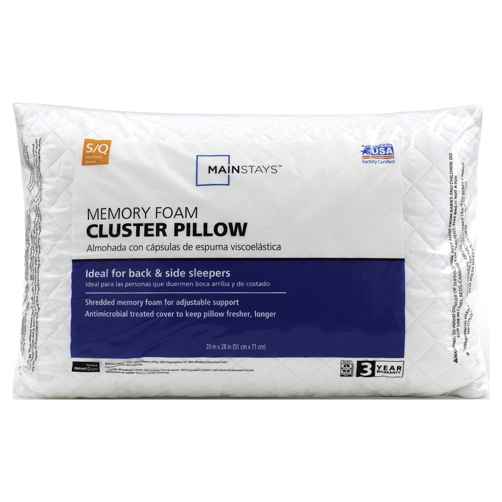 Ergonomic Memory Foam Memory Foam Cluster Bed Pillow, Standard/Queen, 2 Pack - Orthopedic Shredded Foam Bed Pillow Set Detail