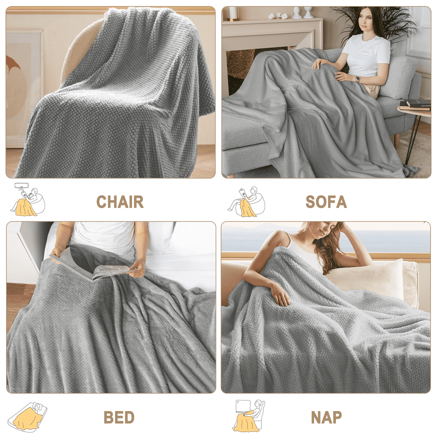 Decorative Knitted Soft Jacquard for Couch, Waffle Weave Fuzzy s for Home Decor, Lightweight and Warm Bed s for Bed Sofa Office Travel - Lightweight Plush Warm Blanket for All Seasons Detail