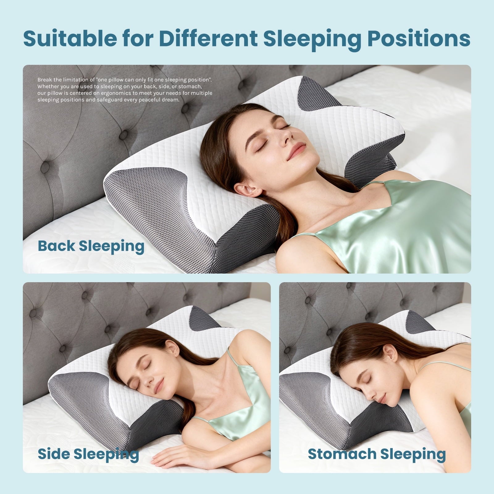 Ergonomic Memory Foam Cervical Pillow for Pain Relief, Ergonomic Side Sleeper Pillow for Orthopedic Contour Support for Bed Sleeping, Memor... - Ergonomic Memory Foam Pillow for Neck Pain Support Detail