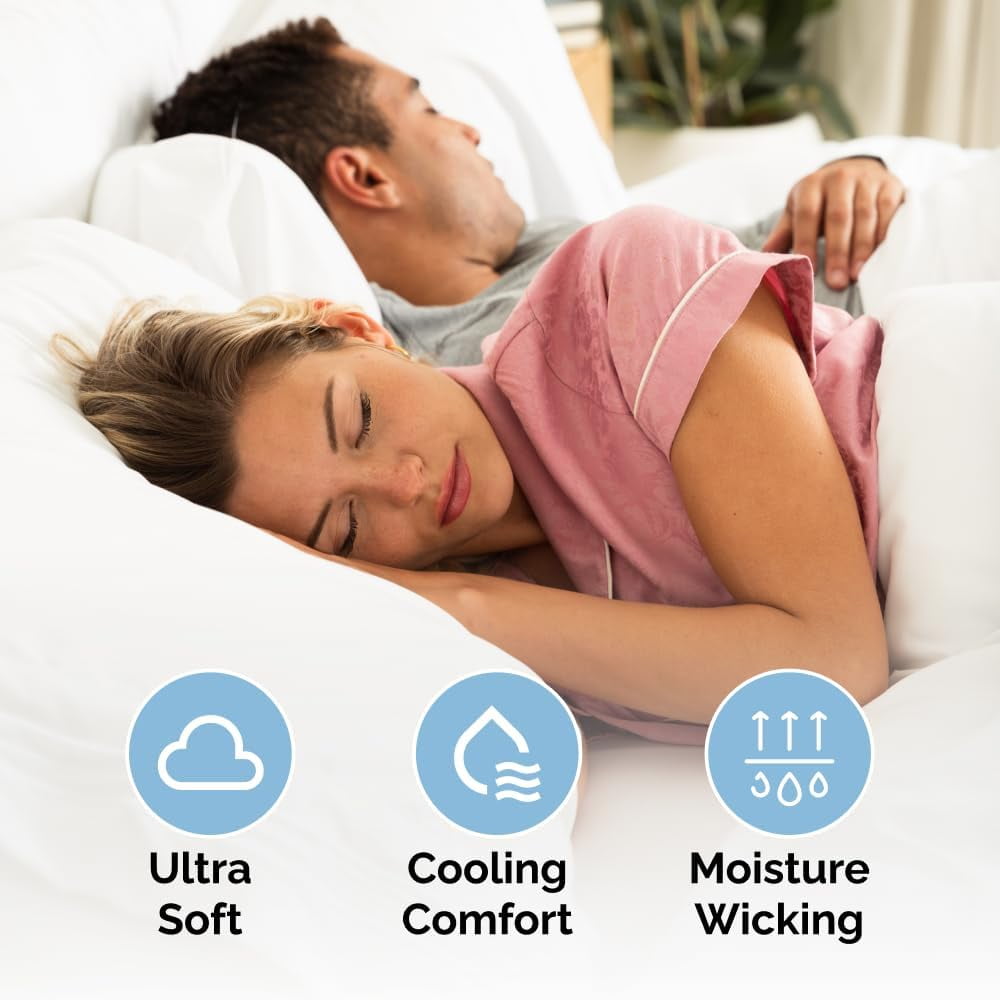 Ultra-Soft 4-Piece Ultra Soft & Comfy Hotel Luxury Sheet Set - Full Size Cooling Bed Sheet Fits 8"-16" Mattresses, White - Cooling Hotel Quality Bedding Sheets and Pillowcases Detail
