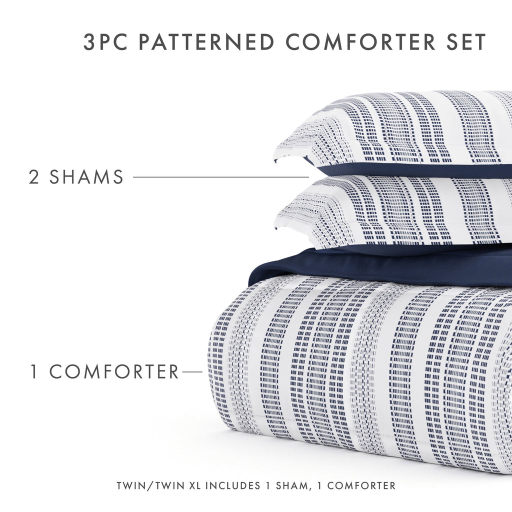 Hypoallergenic Cloud 2-Piece Navy Farmhouse Dreams ReversiblePrint Comforter Set, Twin/TwinXL - Hypoallergenic Ultra-Fluffy Quilt for Winter Detail