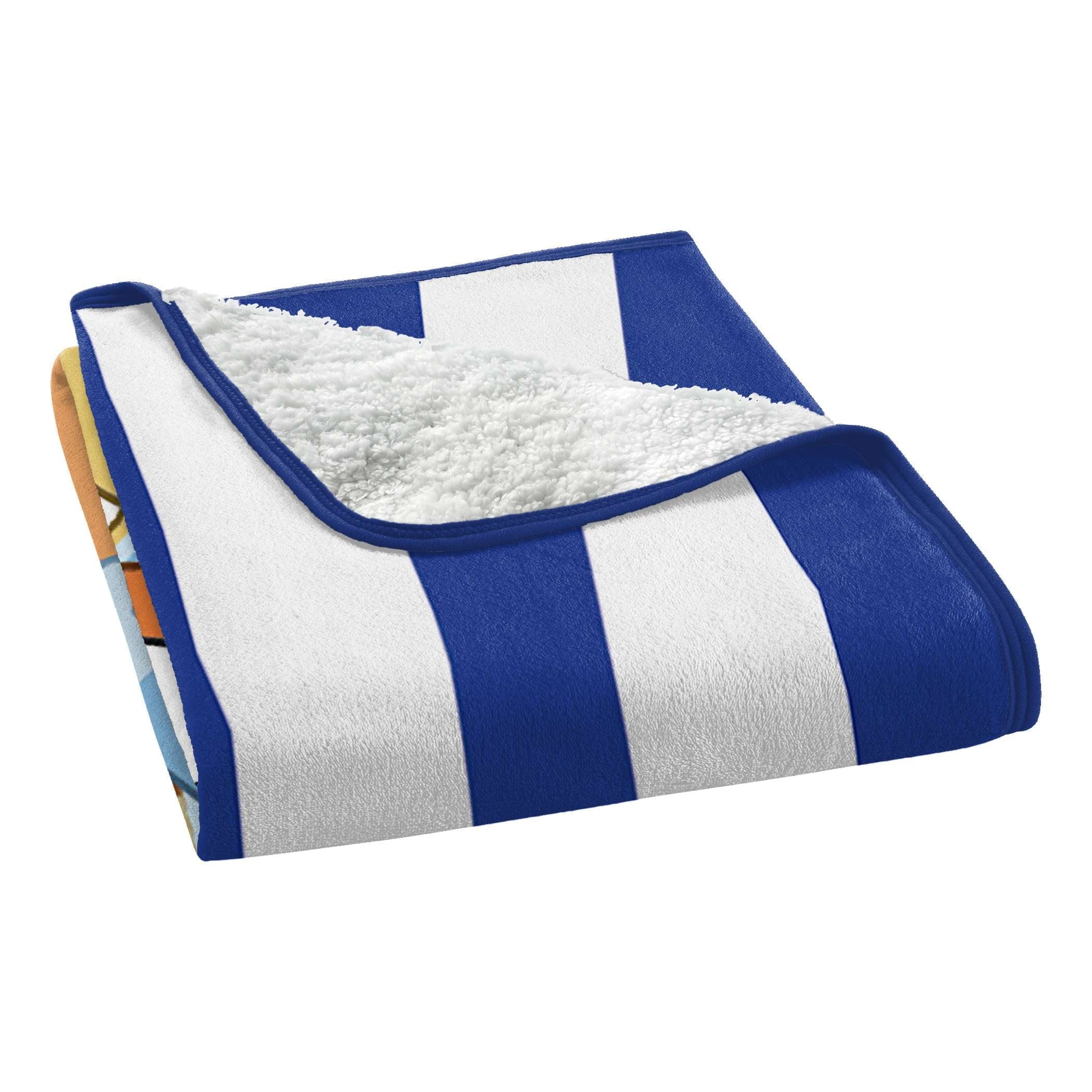 Cozy Fleece Happy Hugs Kids Silk Touch Throw Blanket with Sherpa Reverse, 46 x 60 inches Blue – Soft Plush Fleece Throw Blanket - Cozy Fleece Throw Blanket for Couch & Bed Detail