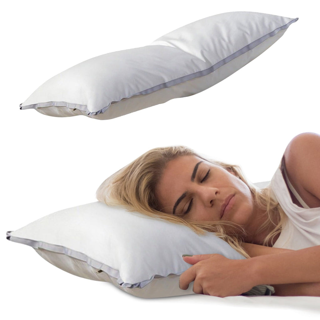Ergonomic Memory Foam Extra Flat Soft Thin Pillows Queen Size, Bed Pillow with Full Cotton Filling for Side Back Stomach Sleepers, 20x30 In... - Decorative Throw Pillow Cushion for Sofa & Bed Detail