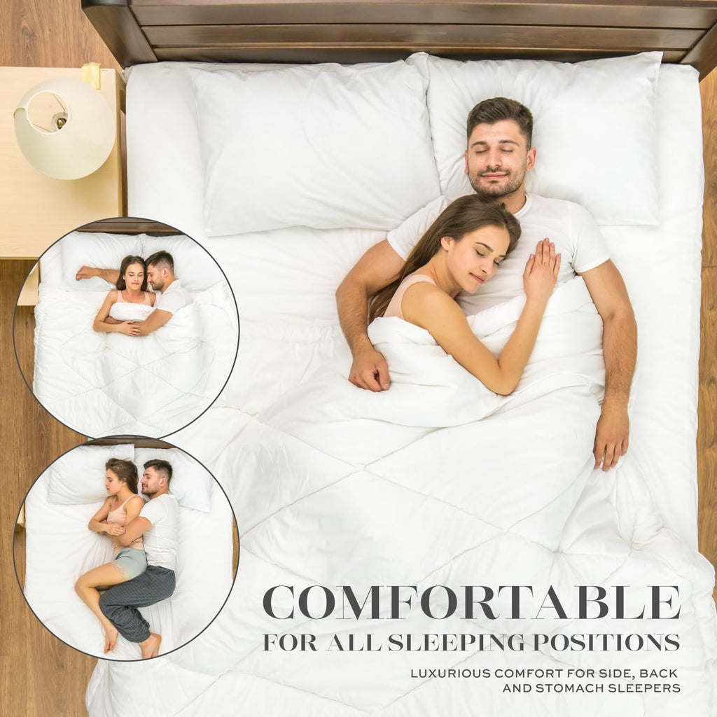 Decorative Plump Bed Pillows for Sleeping 2 Pc Set, Queen Size Pillow Side Sleeper Set, Down Alternative Luxury Hotel Soft Pillow 28x2... - Orthopedic Shredded Foam Bed Pillow Set Detail