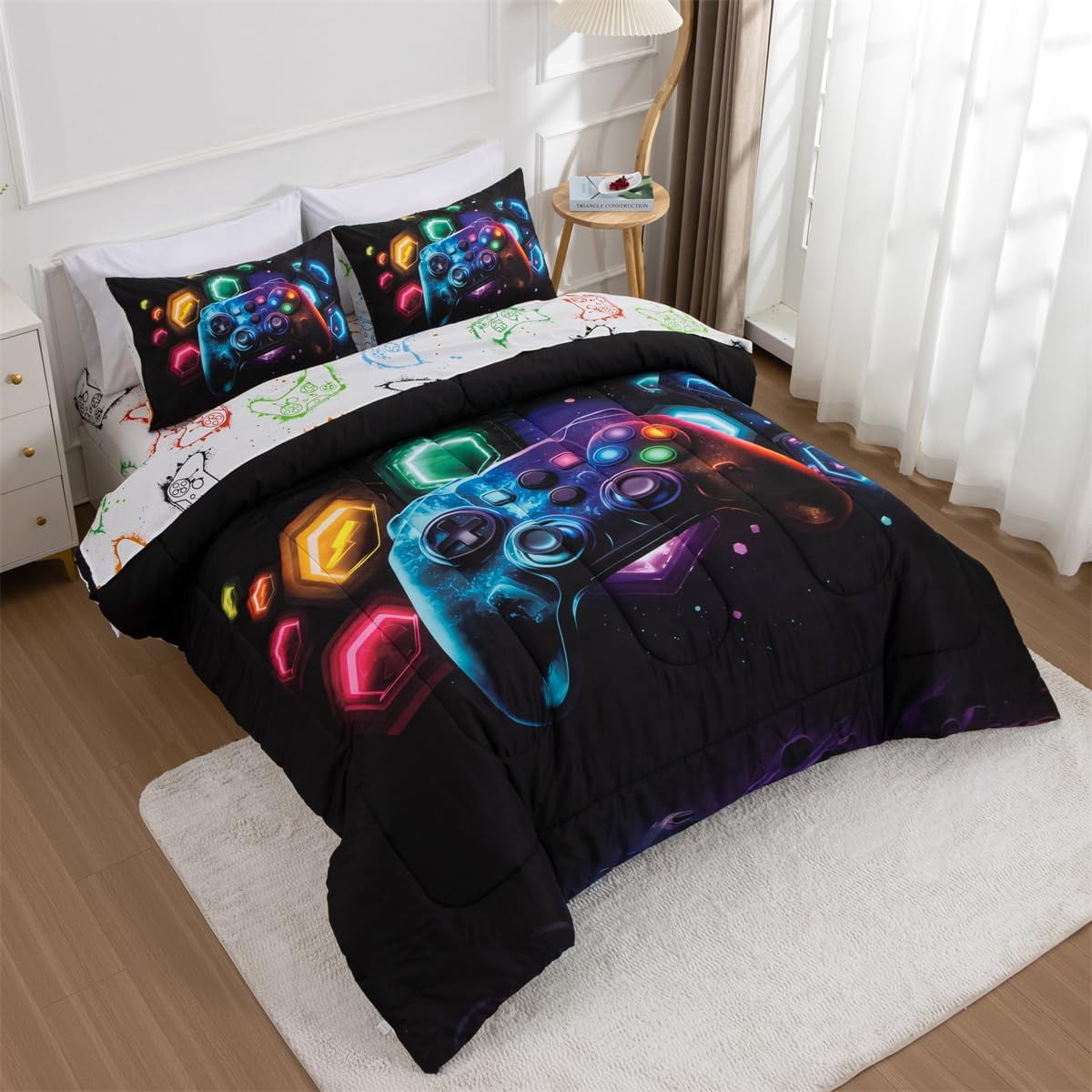Luxurious Quilted Game Console Comforter Set for Boys Girls Kids Space Universe Gaming Geometric Lightweight Microfiber Gamer Bedding S... - Cloud-Like Soft Lightweight Bed Comforter Detail