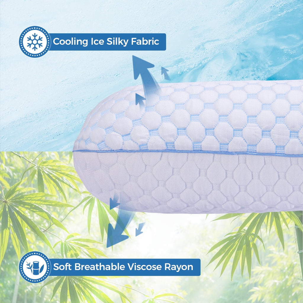 Decorative Plump Memory Foam Pillow for Bed, Firm Cooling Pillow with Washable Cover, Supportive Bed Pillow for Side,Stomach and Back ... - Hotel Quality Plush Sleeping Pillows Detail