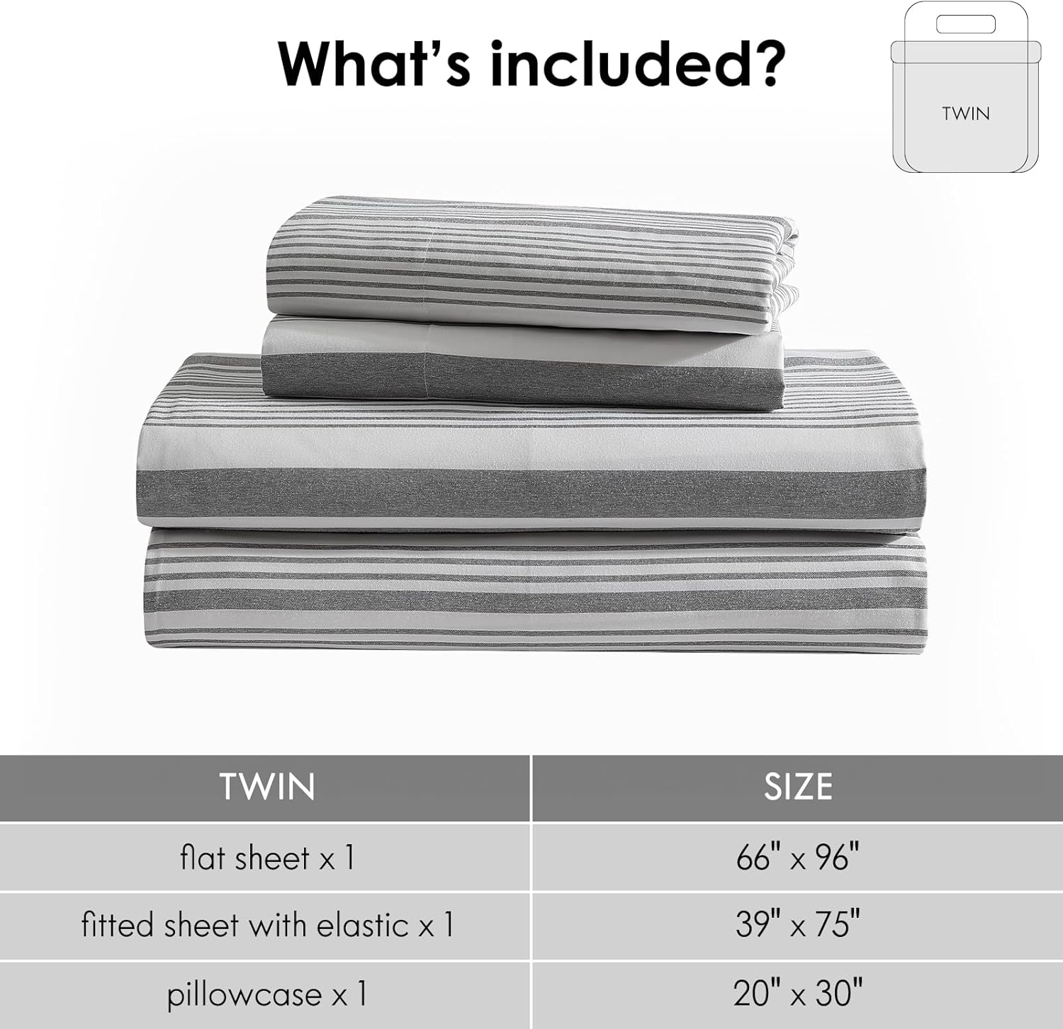 Breathable Luxury Home 3-Piece Twin Microfiber Classic Stripe Bed Sheet Set, Super Soft, Breathable Stripe Bedding with 16 inches Deep ... - Luxury Bed Sheet Set with Deep Pockets Detail
