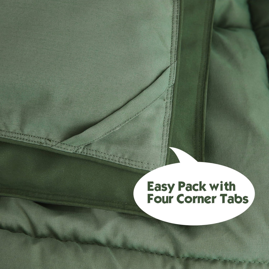 Luxurious Quilted Light Weight Down Alternative Comforter Set, Queen, Green, Reversible - Luxurious Quilted Duvet Cover Set Detail