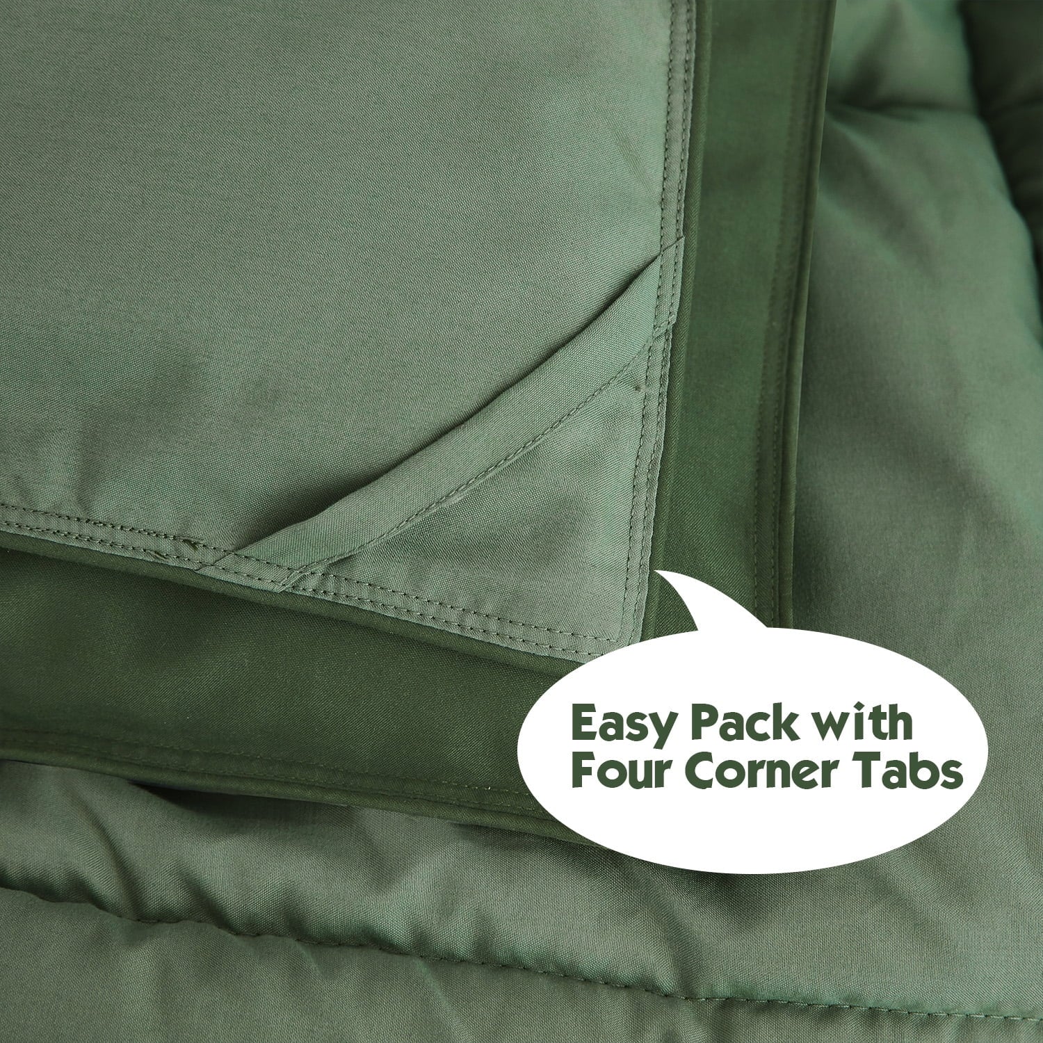 Luxurious Quilted Light Weight Down Alternative Comforter Set, Queen, Green, Reversible - Luxurious Quilted Duvet Cover Set Detail