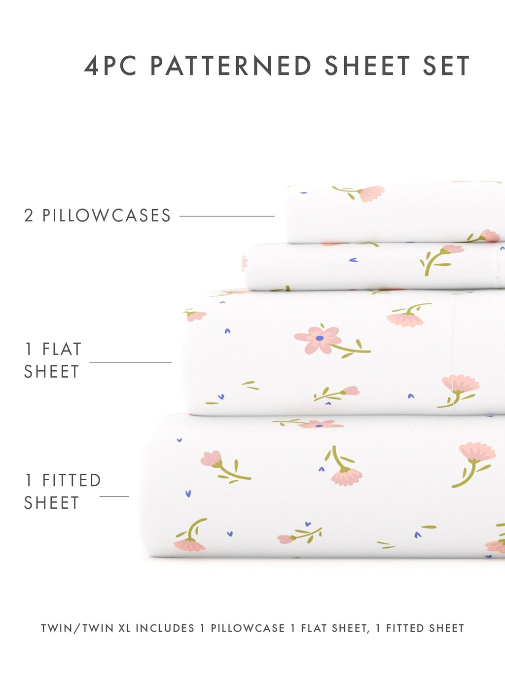 Ultra-Soft Ultra Soft & Breathable Wrinkle Free Bed Sheets Set - Floral Pink Farmhouse Patterned for Twin Size Bedding - Premium Ultra-Soft Pillowcase Pair for Sleeping Detail
