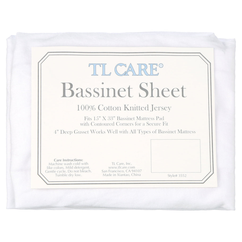 Breathable Luxury TL Care 100% Natural Breathable Cotton Jersey Knit Fitted Bassinet Sheet, White, 15" x 33", Soft Breathable, for Boys... - Premium Ultra-Soft Pillowcase Pair for Sleeping Detail