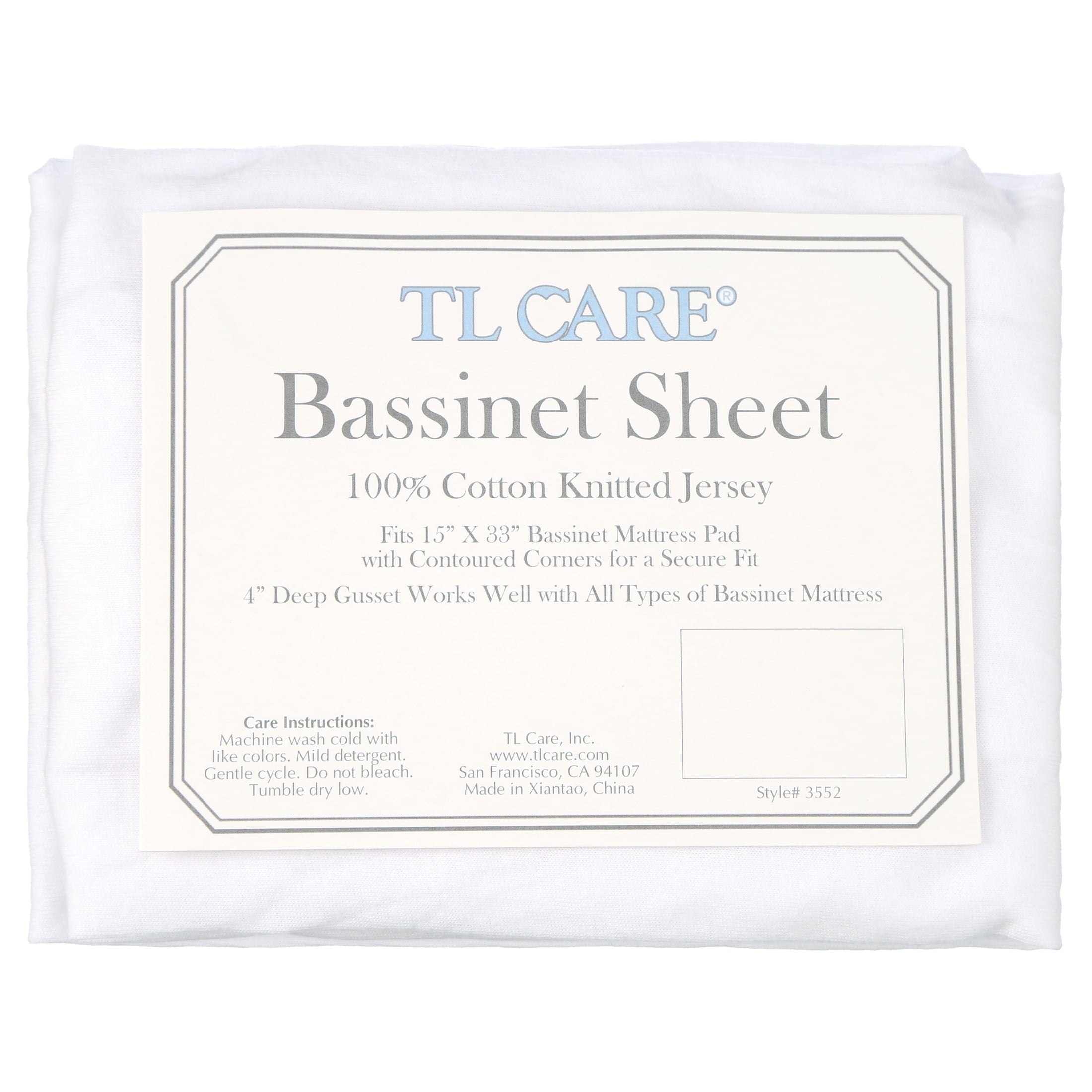 Breathable Luxury TL Care 100% Natural Breathable Cotton Jersey Knit Fitted Bassinet Sheet, White, 15" x 33", Soft Breathable, for Boys... - Premium Ultra-Soft Pillowcase Pair for Sleeping Detail