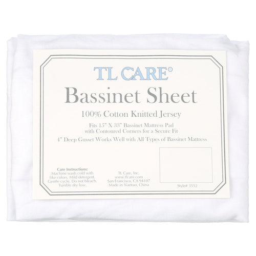 Breathable Luxury TL Care 100% Natural Breathable Cotton Jersey Knit Fitted Bassinet Sheet, White, 15" x 33", Soft Breathable, for Boys... - Premium Ultra-Soft Pillowcase Pair for Sleeping Detail