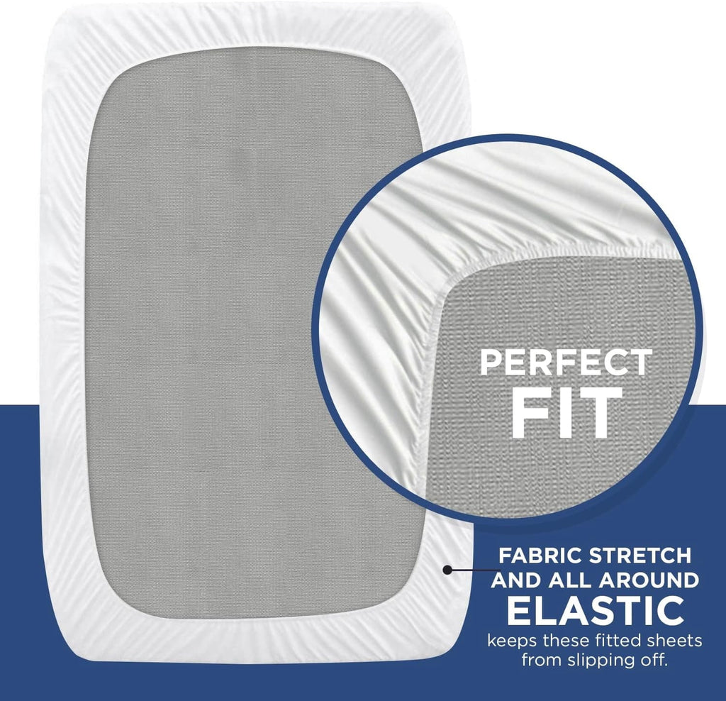 Breathable Luxury 2 Pack Fitted Hospital Bed Sheets with Elastic All Around for a Perfect Fit - Cotton Rich Soft Knitted Jersey Sheet, ... - Breathable Egyptian Cotton Flat & Fitted Sheets Detail