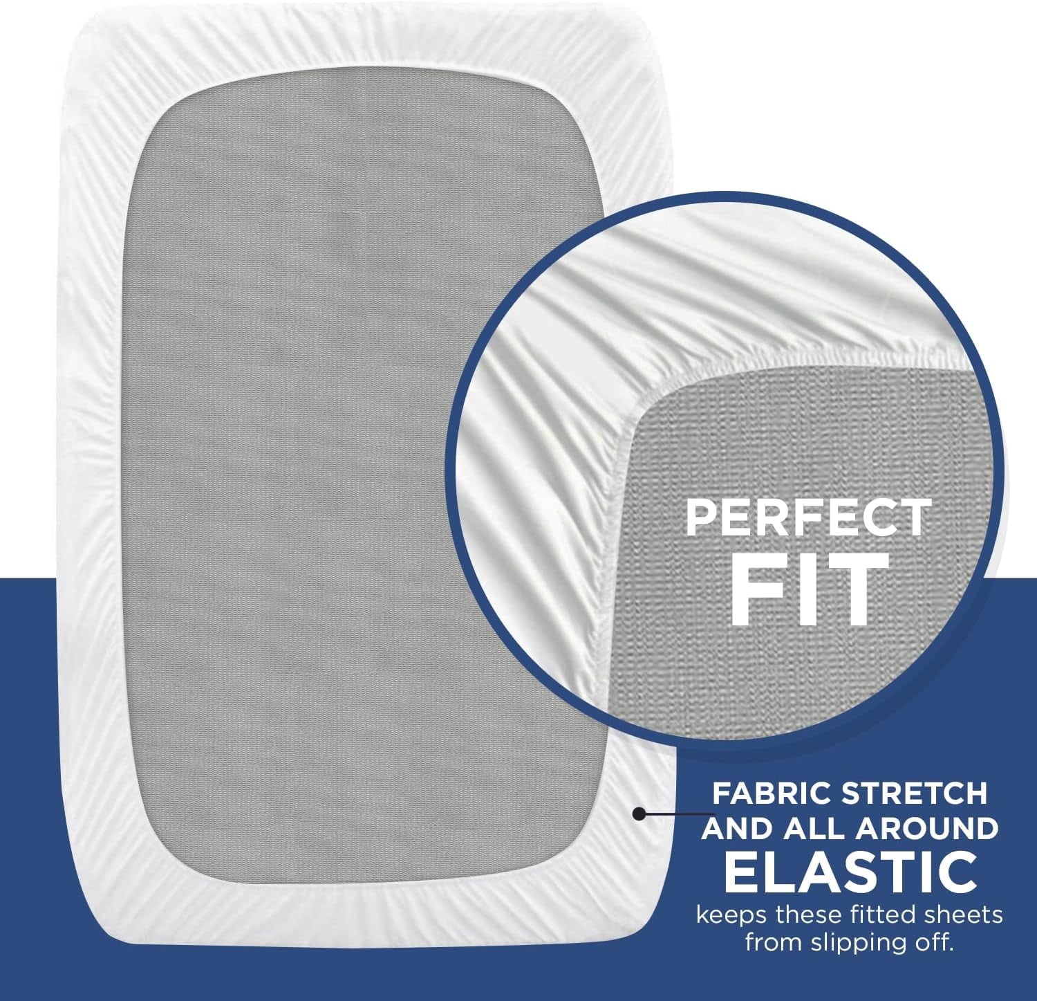 Breathable Luxury 2 Pack Fitted Hospital Bed Sheets with Elastic All Around for a Perfect Fit - Cotton Rich Soft Knitted Jersey Sheet, ... - Breathable Egyptian Cotton Flat & Fitted Sheets Detail