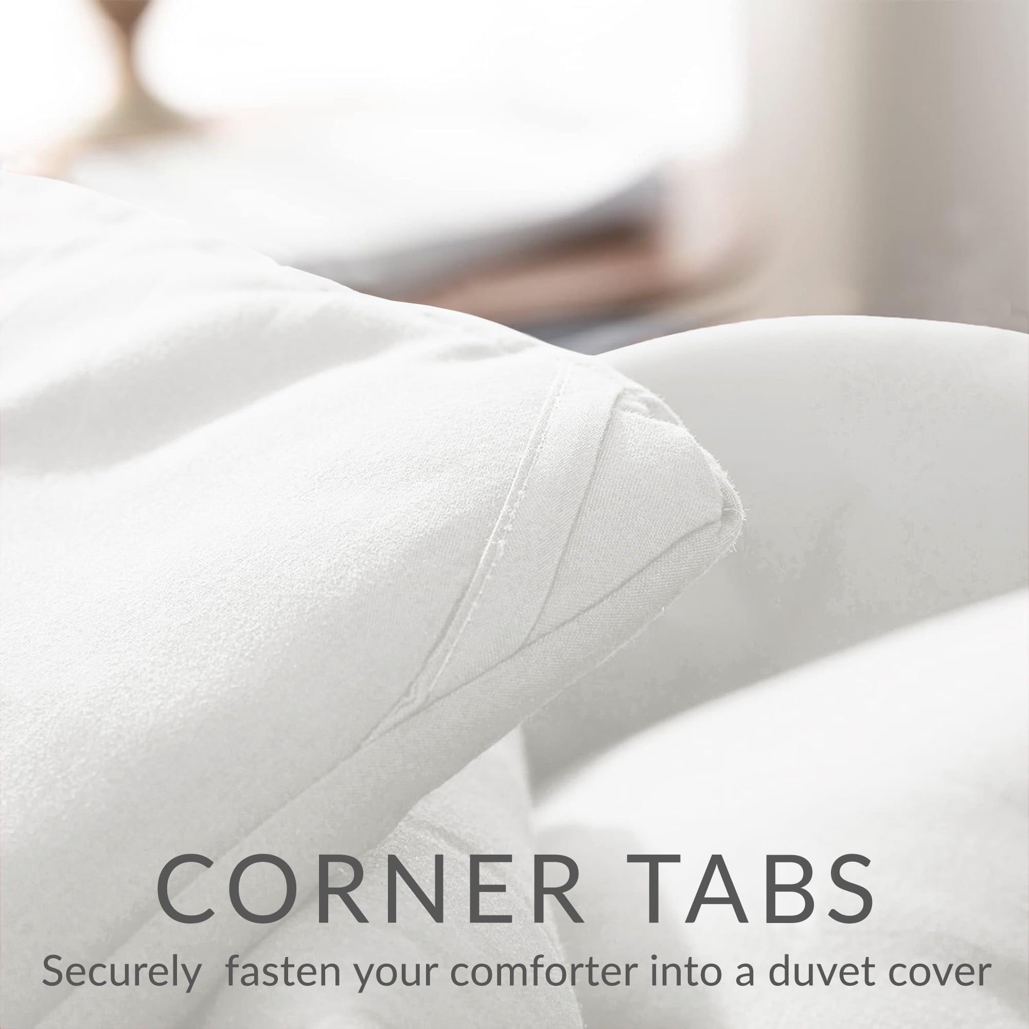 Fluffy Down Alternative Queen Comforter Set White, 3-Piece Solid Comforter Duvet Insert with Corner Tabs, Lightweight Bedding Down Alternativ... - All-Season Down Alternative Comforter Insert Detail