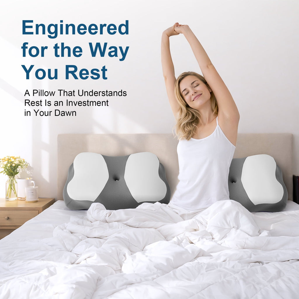Hotel Collection Memory Foam Cervical Pillow for Sleeping Support - Orthopedic Bed Pillow for Neck, Shoulder Pain Relief, Adults, Side... - Hotel Quality Plush Sleeping Pillows Detail